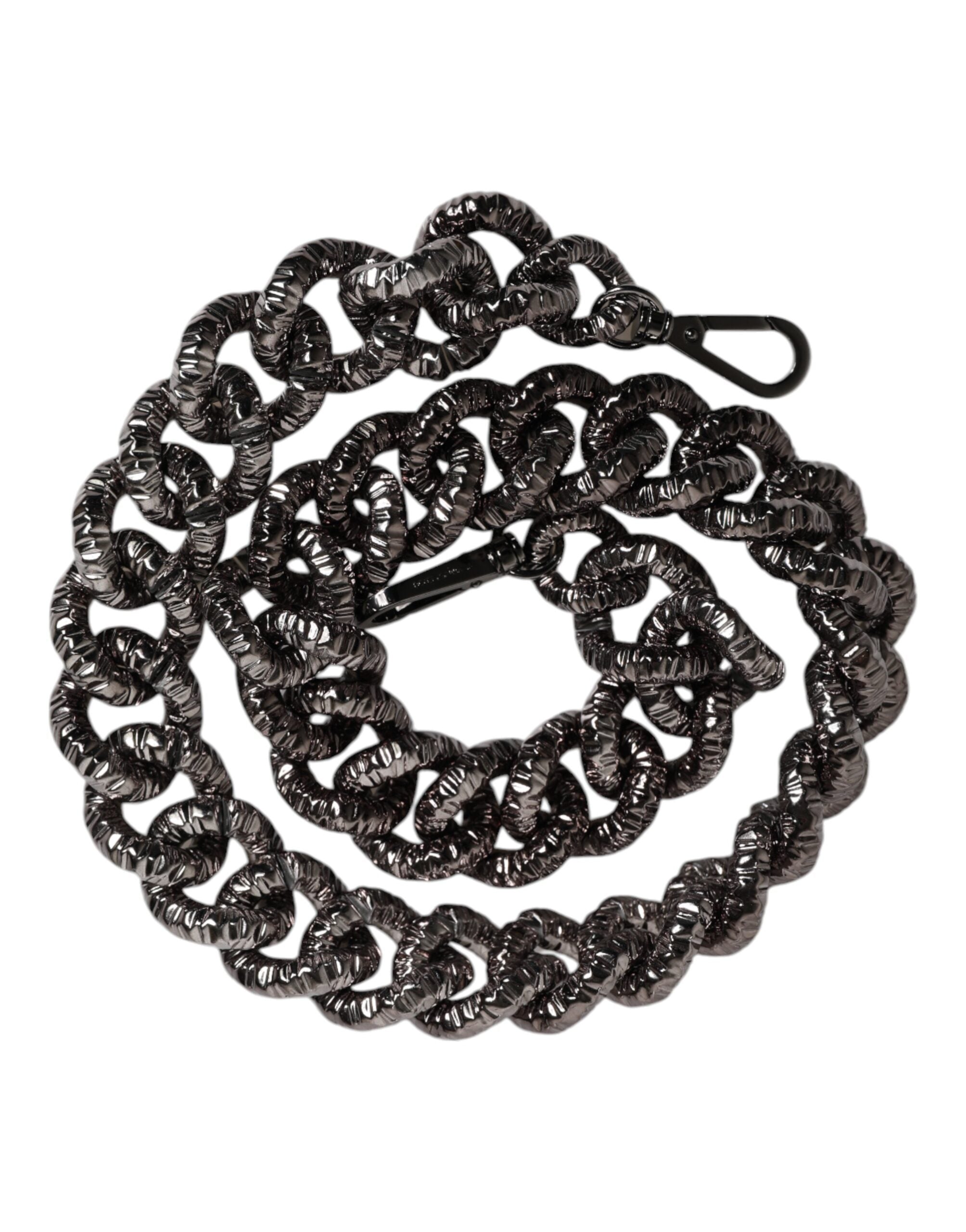 Dolce & Gabbana Schwarze Kette mit Logo-Gravur Tasche Schulterriemen