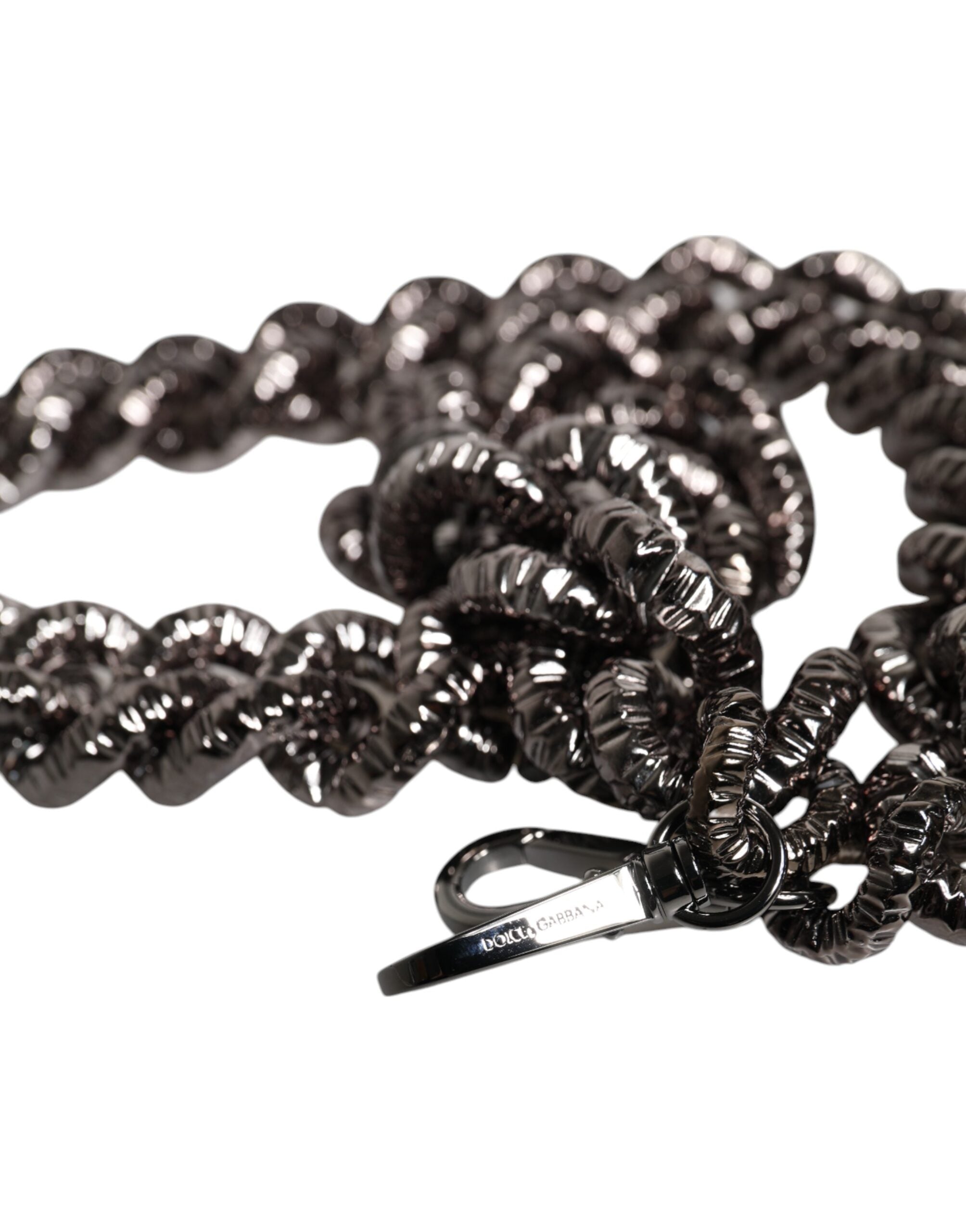 Dolce & Gabbana Schwarze Kette mit Logo-Gravur Tasche Schulterriemen