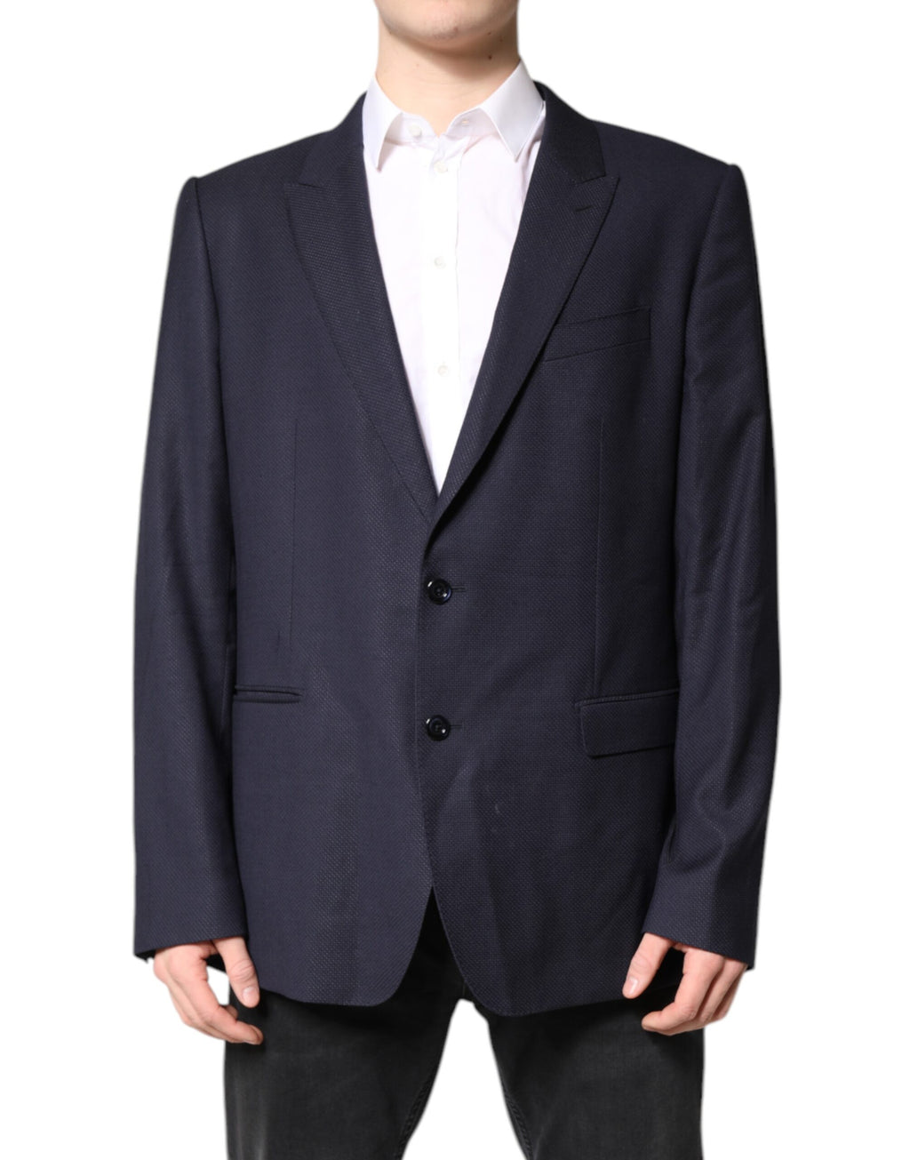 Dolce & Gabbana Schwarzer einreihiger Wollmantel Blazer Anzug