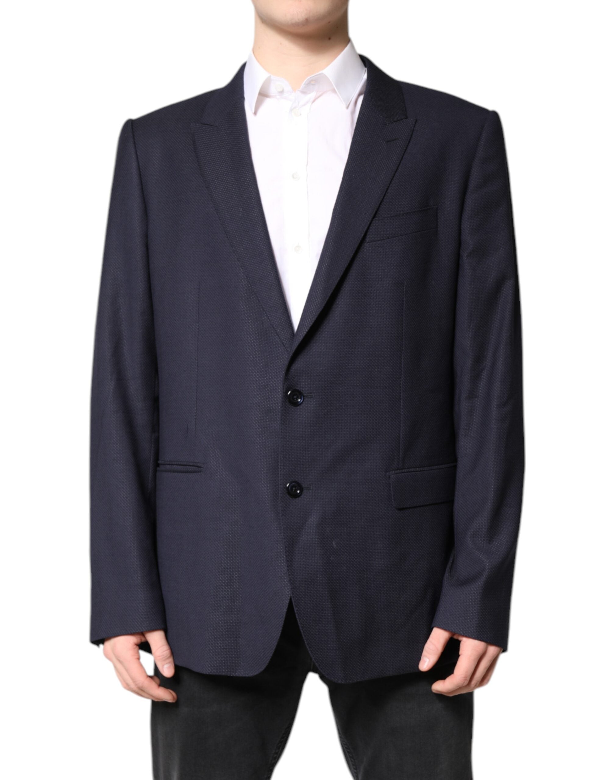 Dolce & Gabbana Schwarzer einreihiger Wollmantel Blazer Anzug