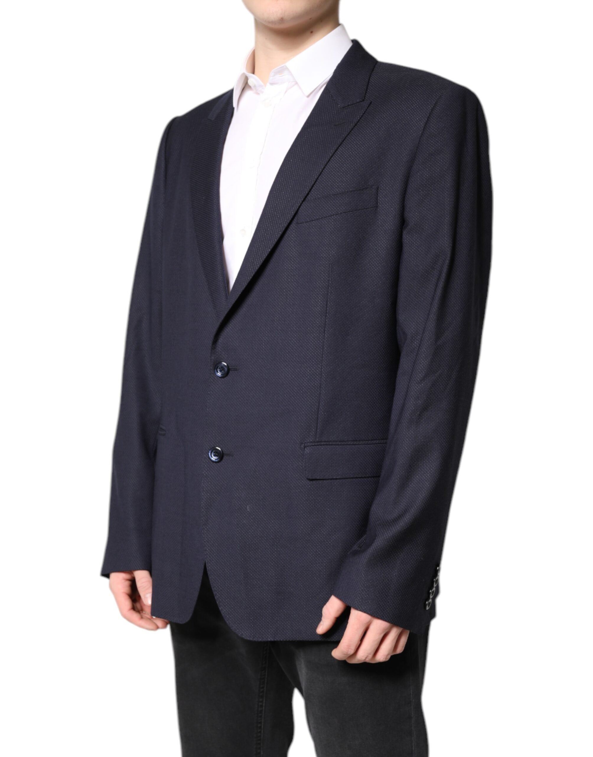 Dolce & Gabbana Schwarzer einreihiger Wollmantel Blazer Anzug