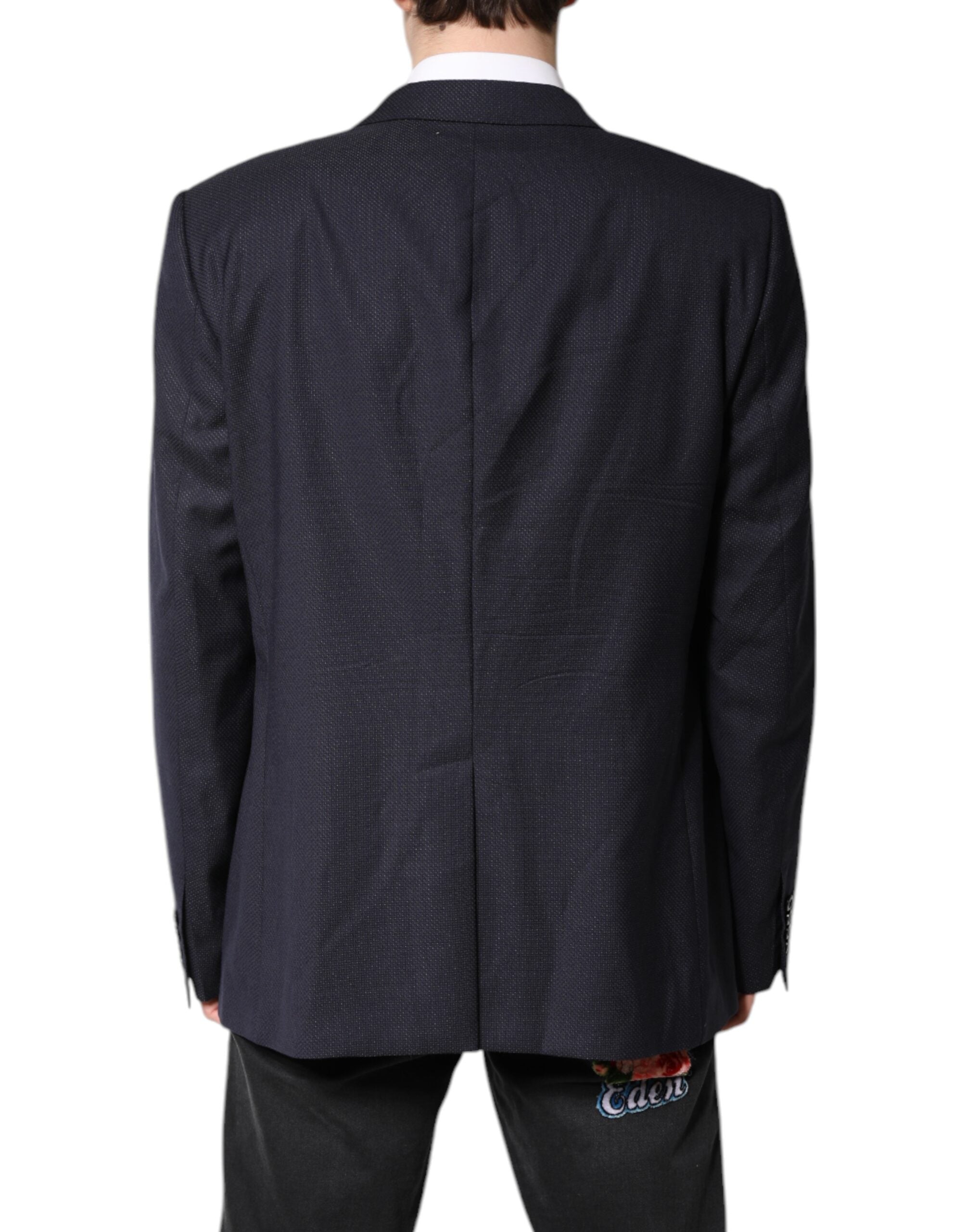 Dolce & Gabbana Schwarzer einreihiger Wollmantel Blazer Anzug
