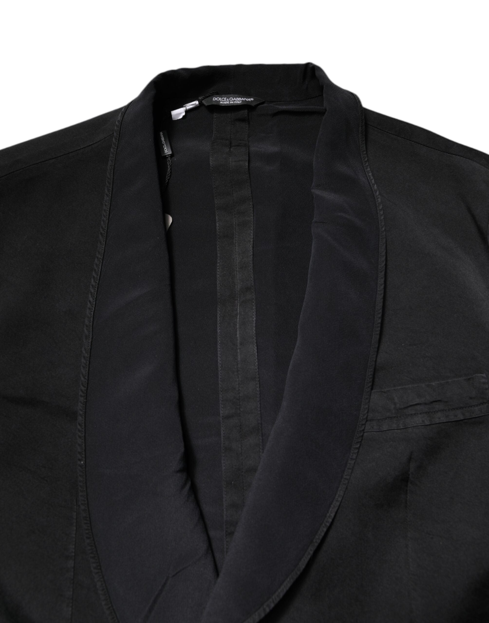 Dolce & Gabbana Schwarzer einreihiger Seidenmantel Blazer Anzug