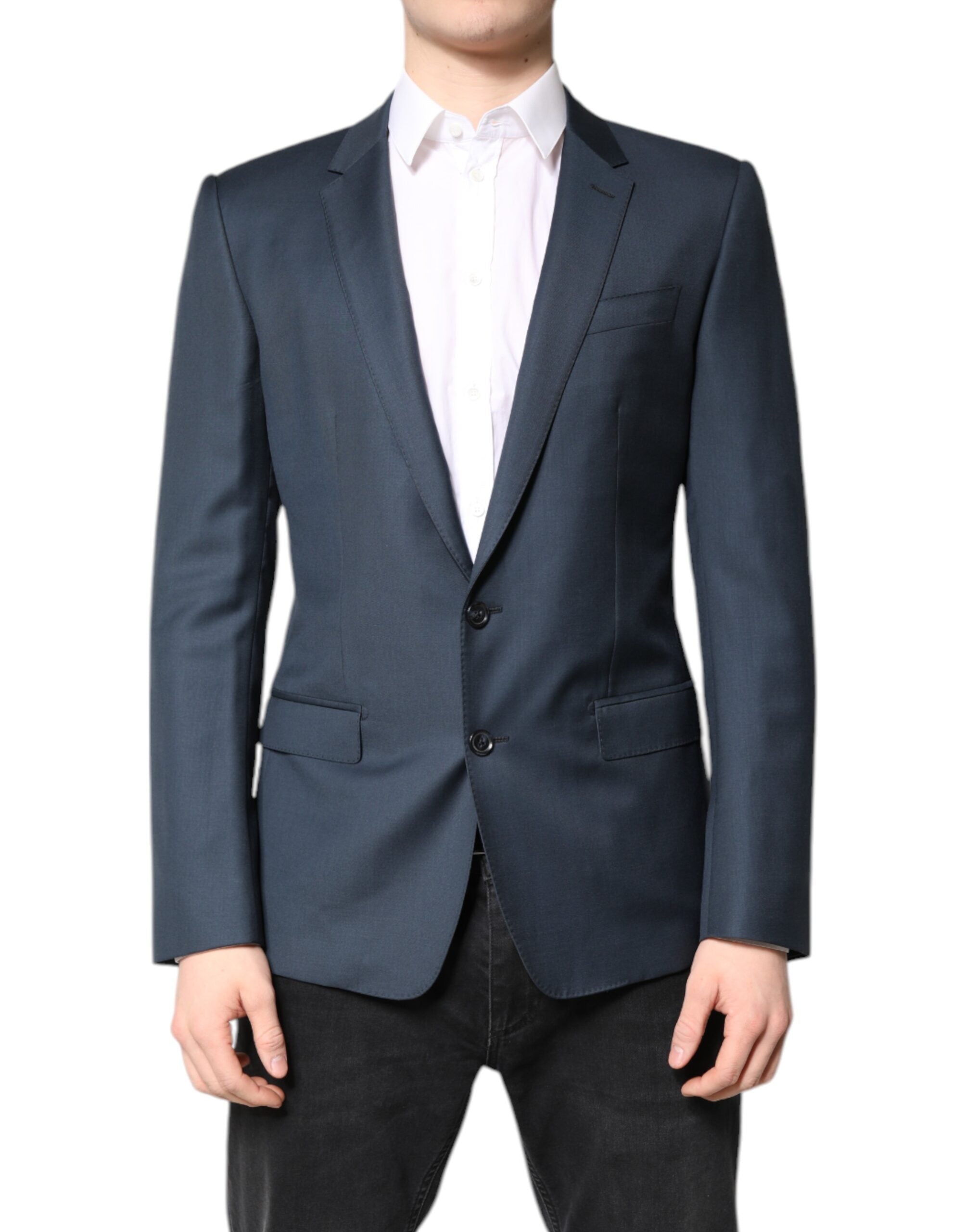 Dolce & Gabbana Blauer einreihiger Herrenmantel MARTINI Blazer