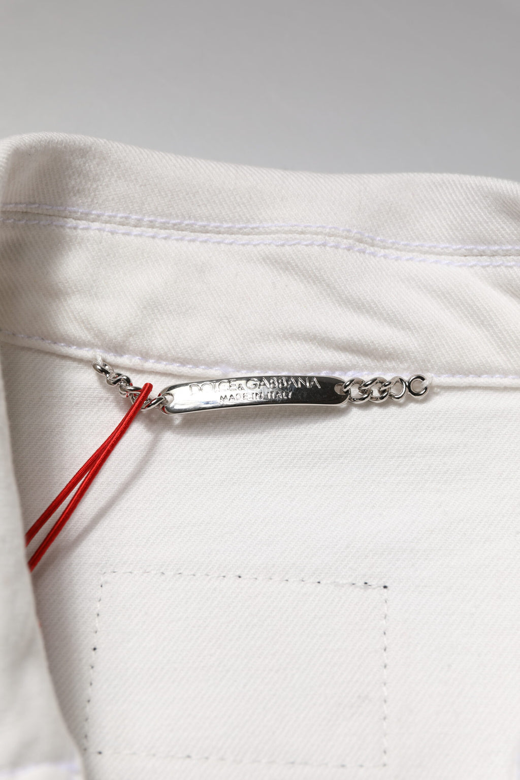 Dolce & Gabbana Weiße Graffiti-Baumwoll-Stretch-Denim-Jacke