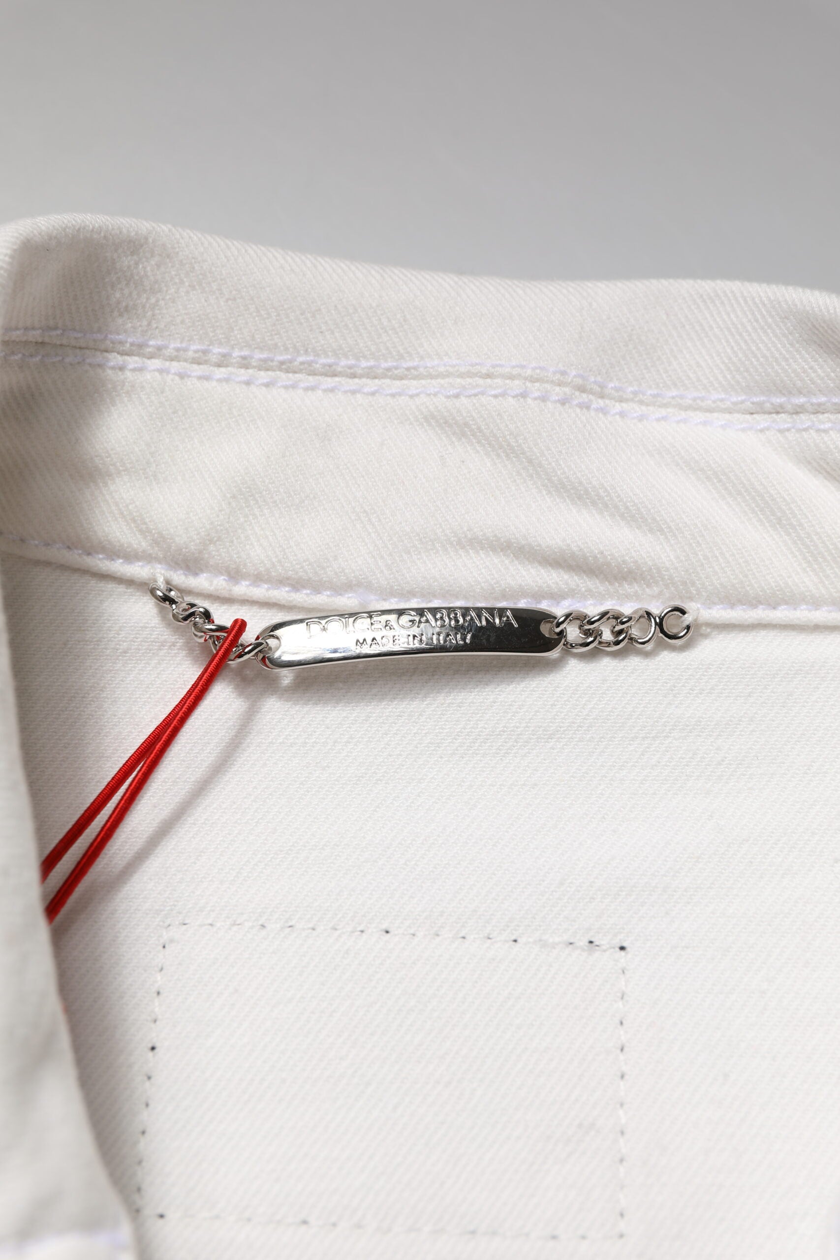 Dolce & Gabbana Weiße Graffiti-Baumwoll-Stretch-Denim-Jacke