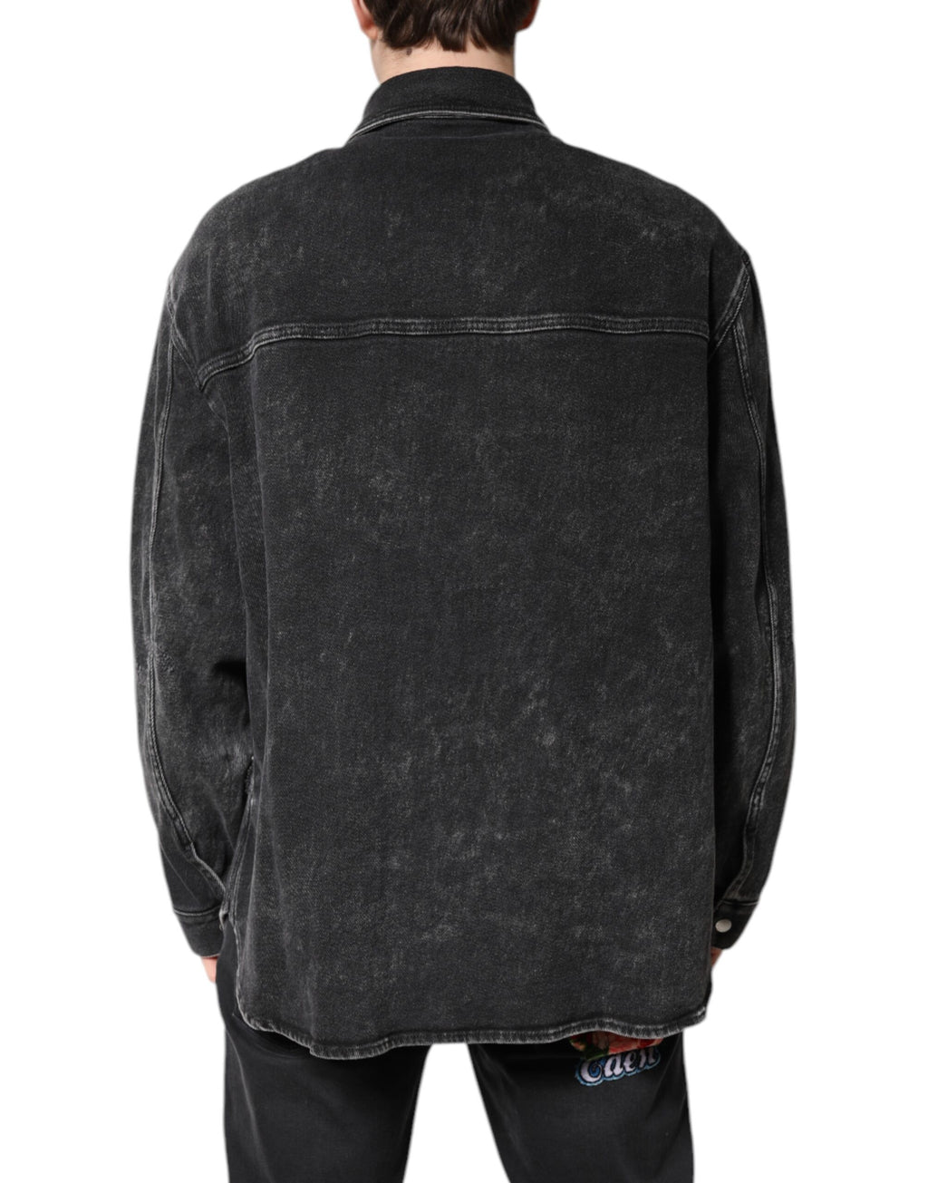 Dolce & Gabbana Schwarze Logo-Baumwoll-Stretch-Denimjacke