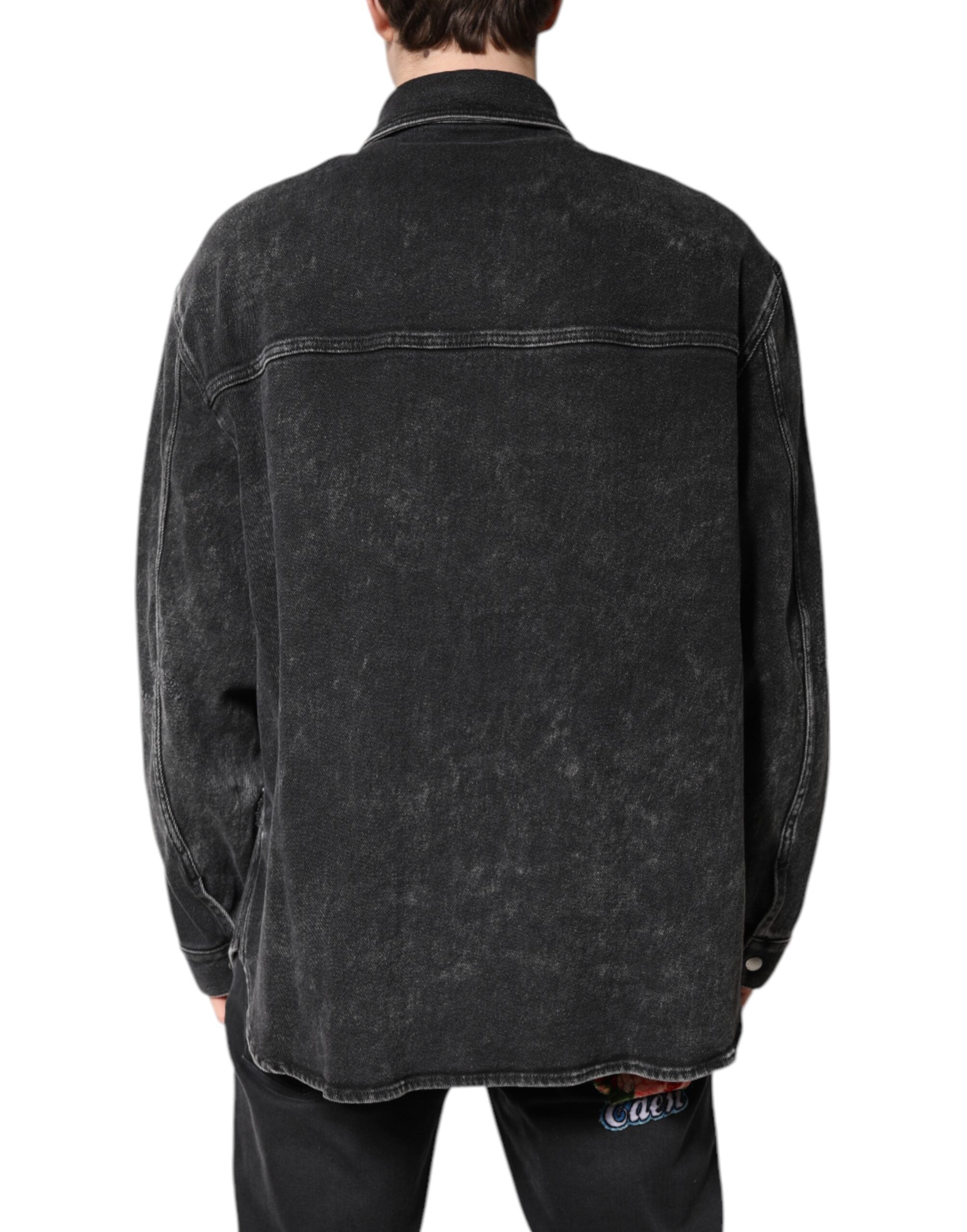 Dolce & Gabbana Schwarze Logo-Baumwoll-Stretch-Denimjacke