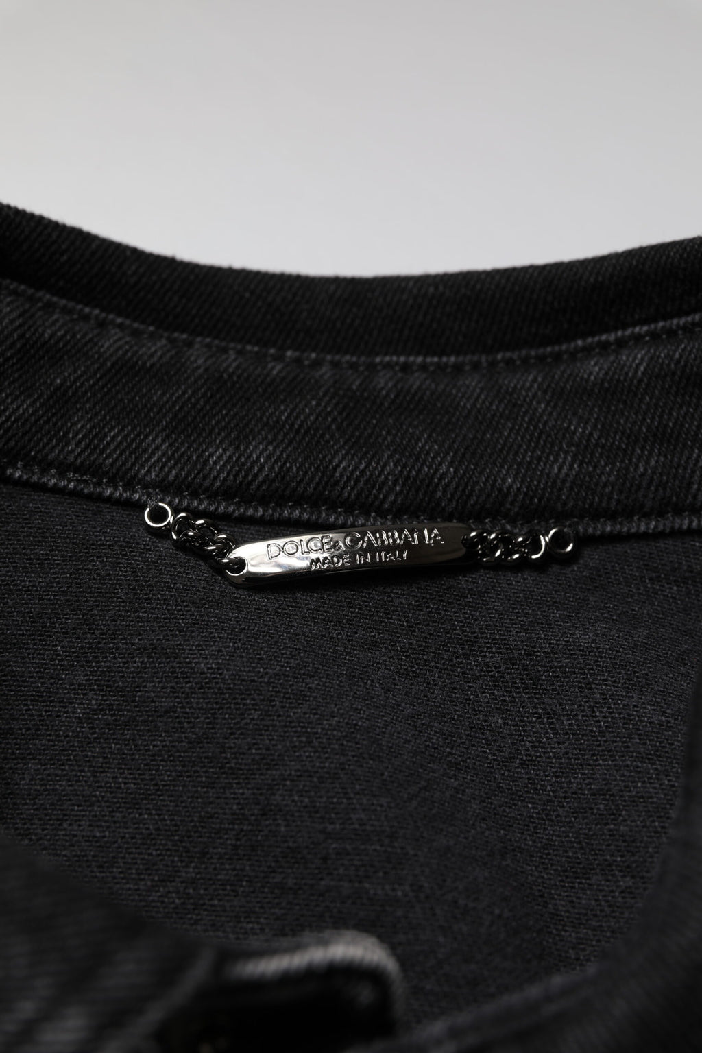 Dolce & Gabbana Schwarze Logo-Baumwoll-Stretch-Denimjacke