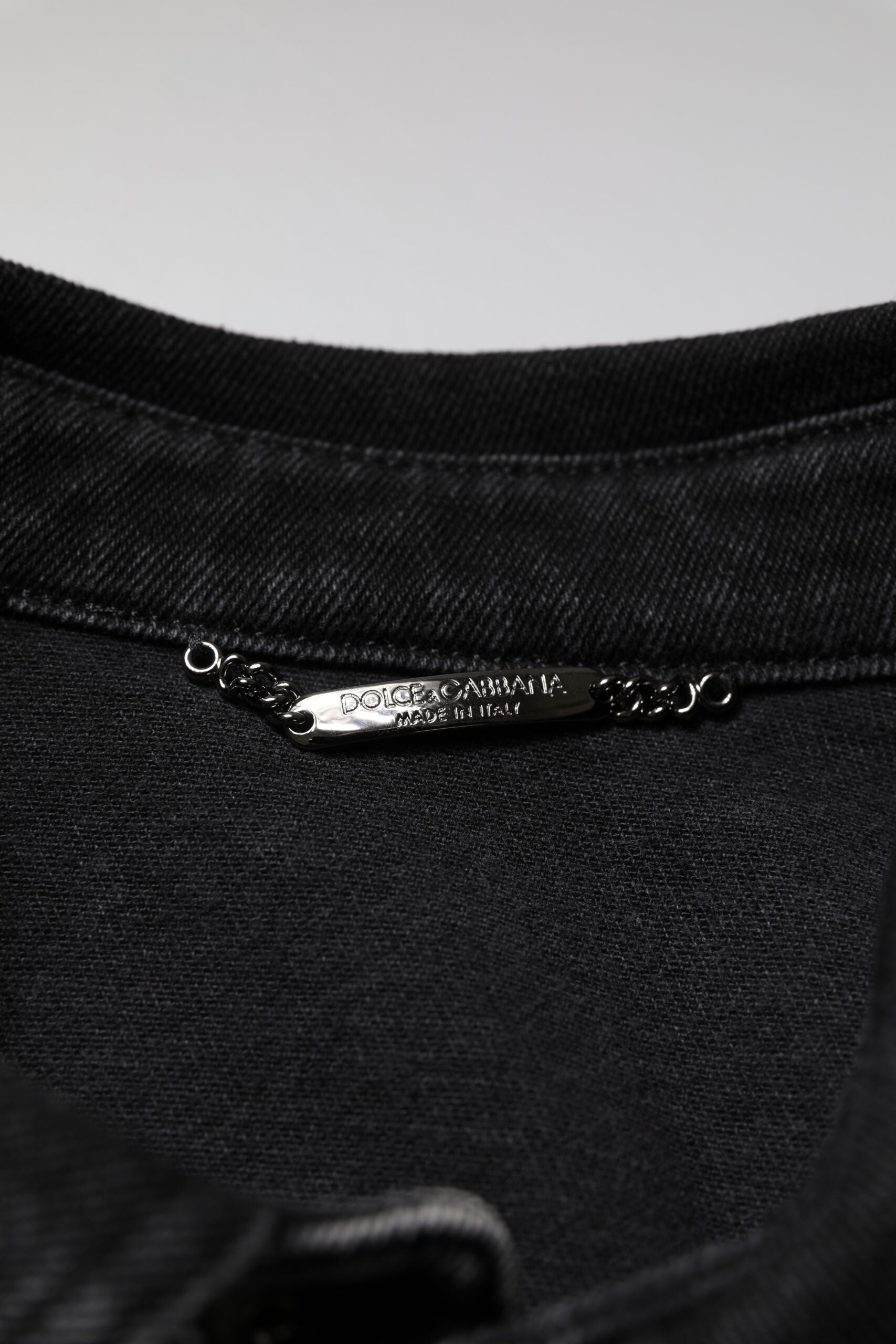 Dolce & Gabbana Schwarze Logo-Baumwoll-Stretch-Denimjacke
