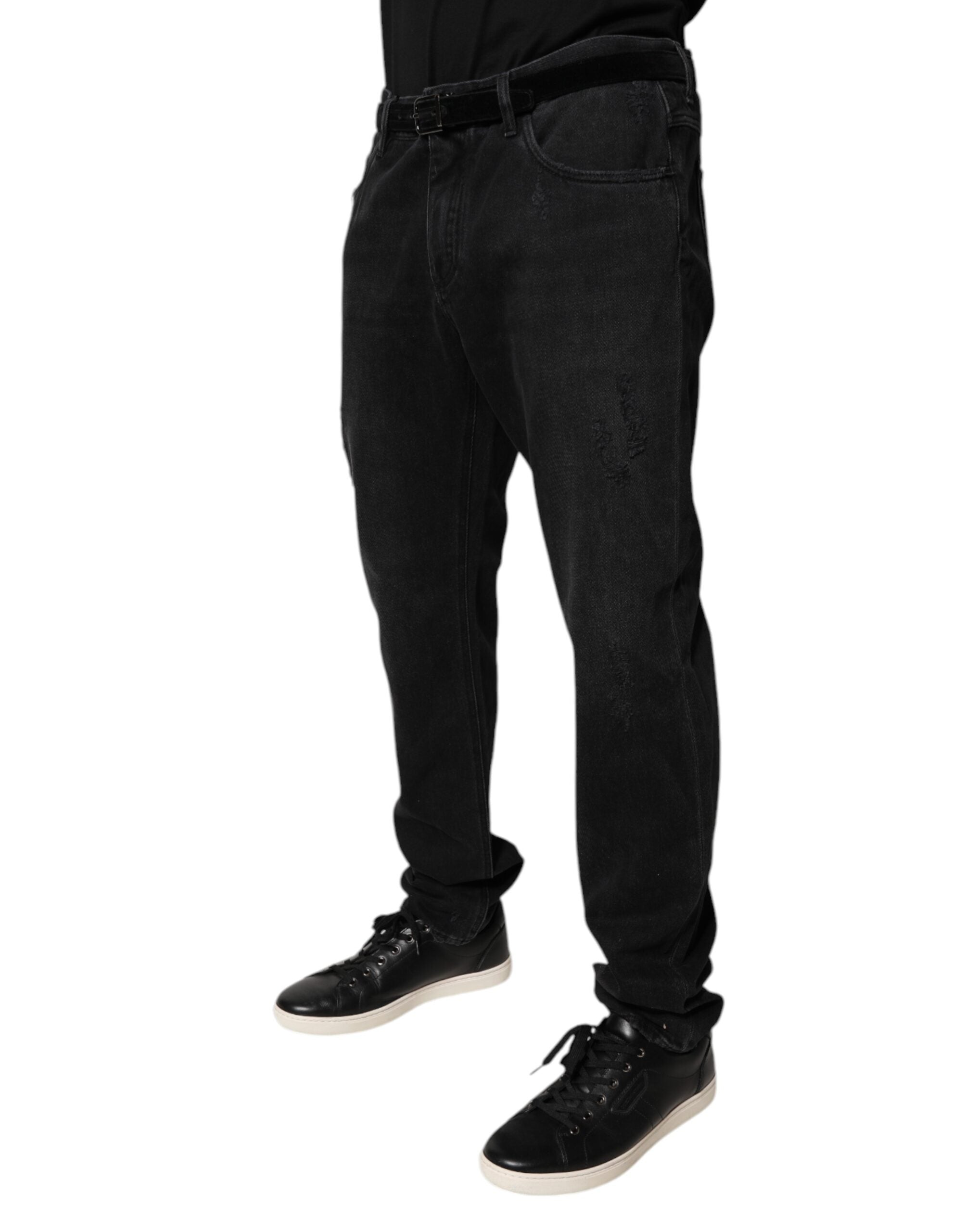 Dolce & Gabbana Schwarz Baumwolle Skinny Männer Denim Jeans