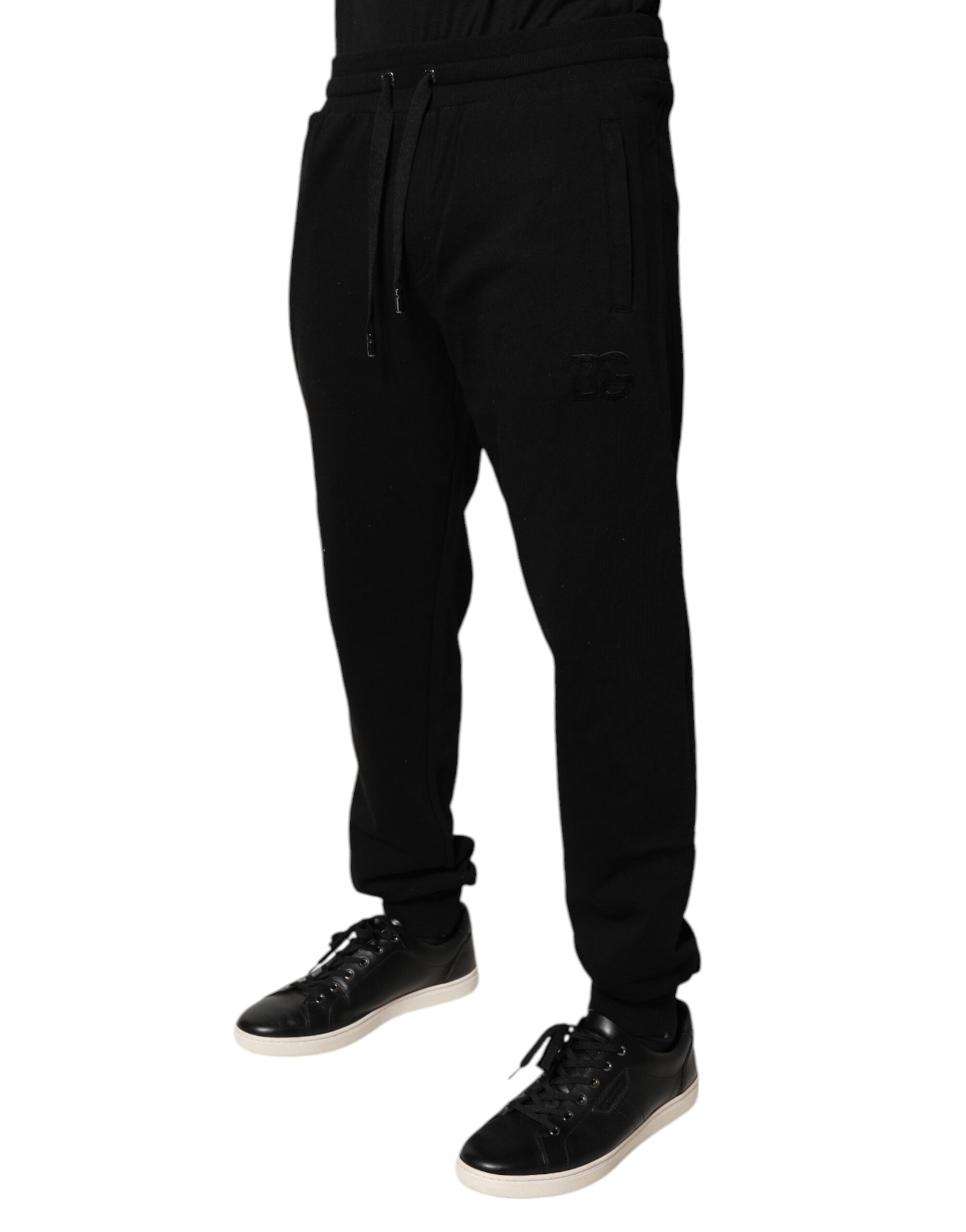 Dolce & Gabbana Schwarze Baumwoll-Jogger-Sweatpants mit mittlerer Taille