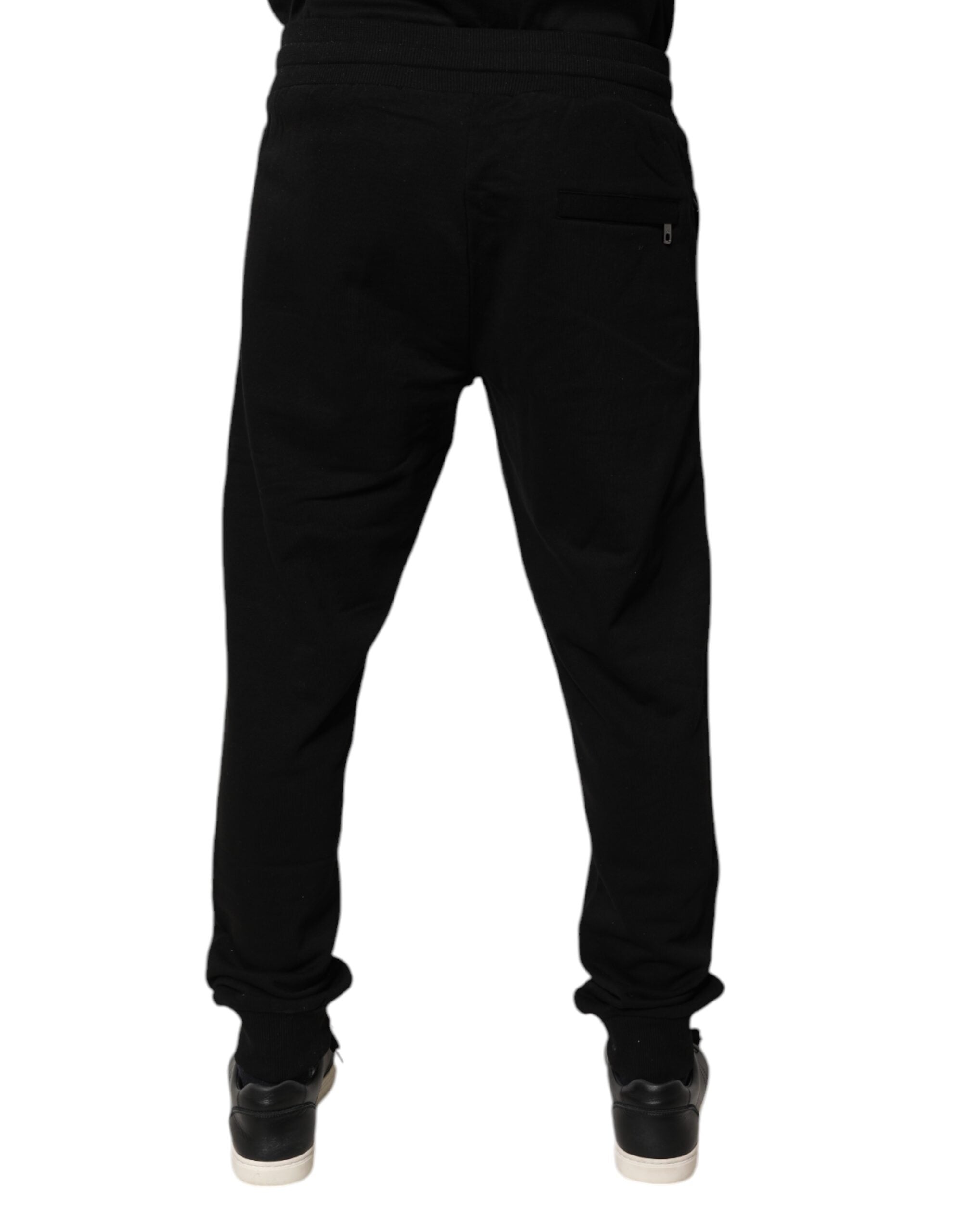 Dolce & Gabbana Schwarze Baumwoll-Jogger-Sweatpants mit mittlerer Taille