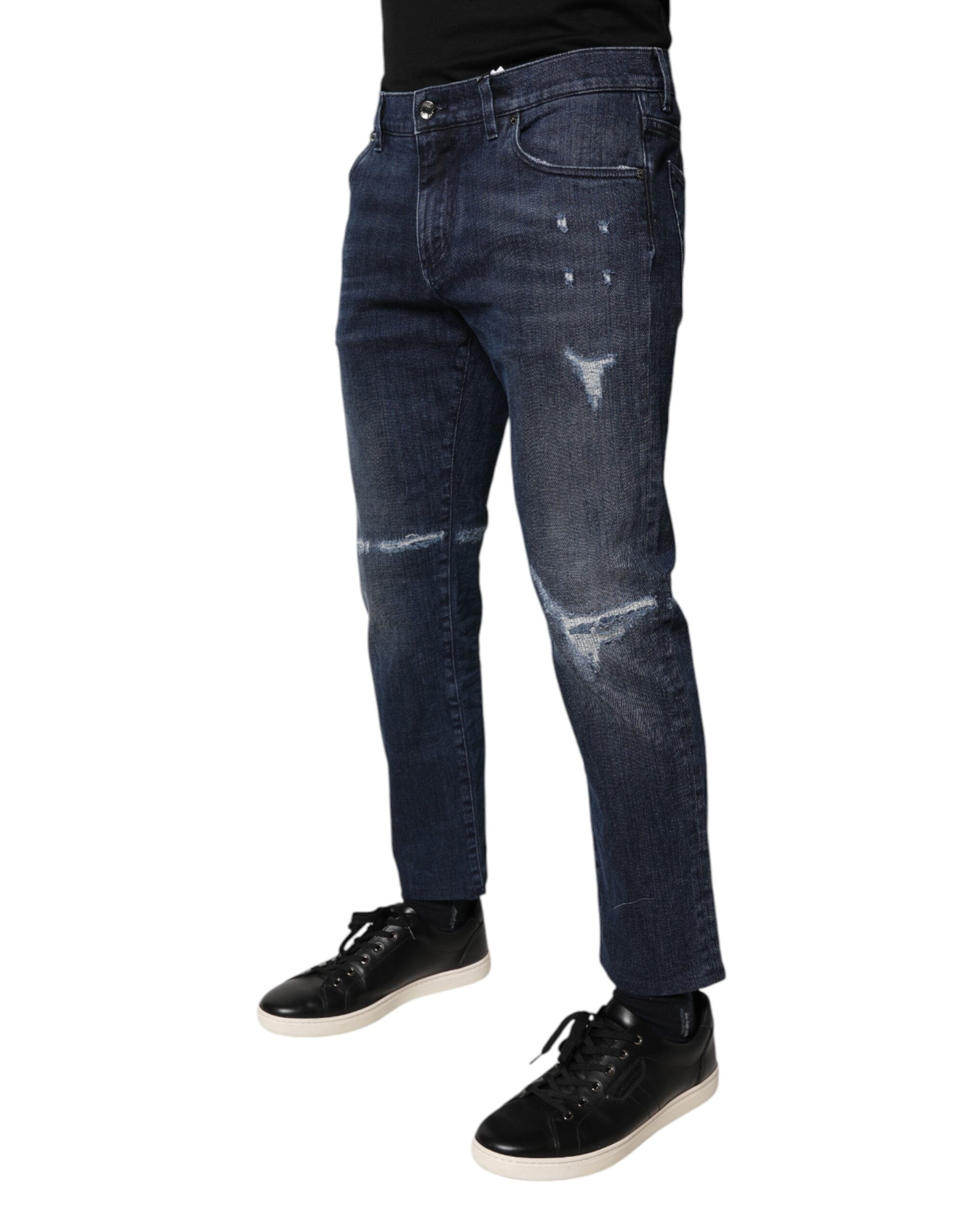 Dolce & Gabbana Blaue Baumwoll-Stretch-Skinny-Denim-Jeans für Männer