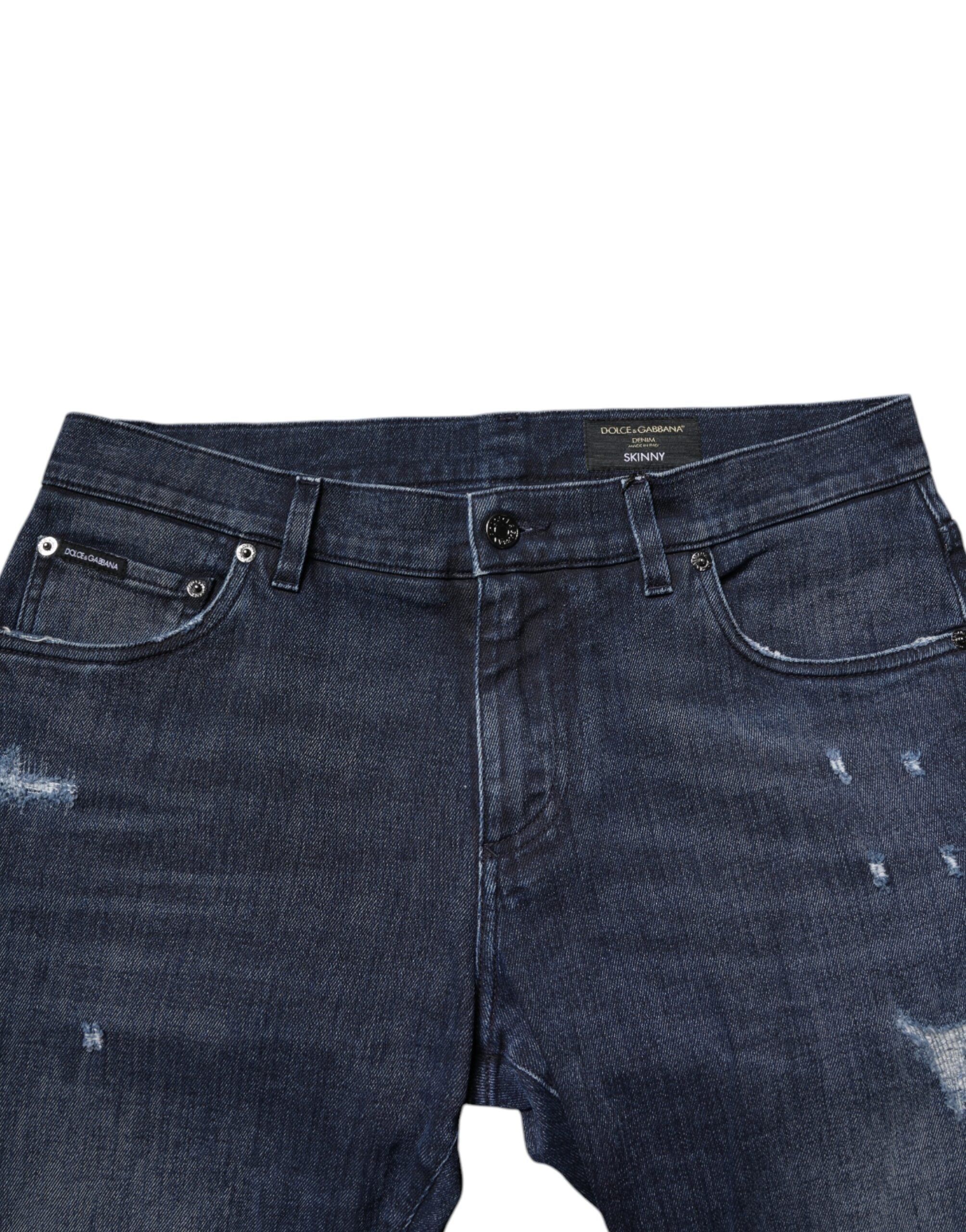 Dolce & Gabbana Blaue Baumwoll-Stretch-Skinny-Denim-Jeans für Männer