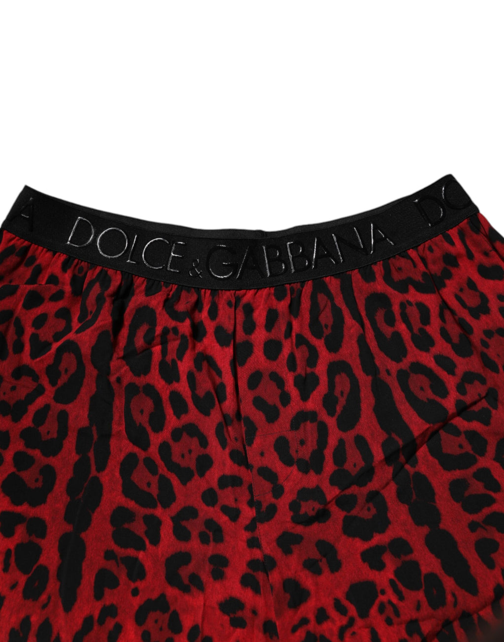 Dolce & Gabbana Rote Bermudashorts mit Leopardenmuster aus Viskose