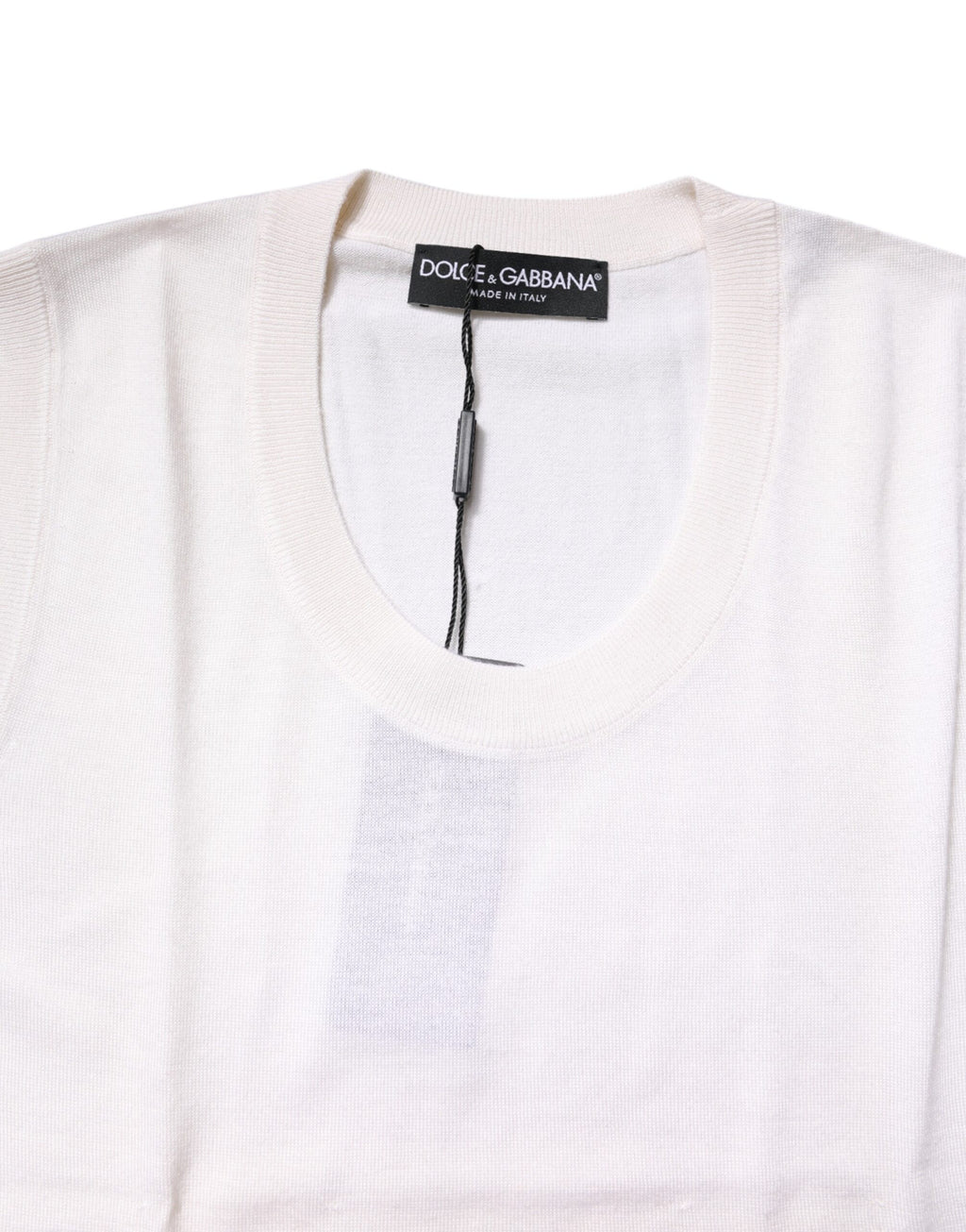Dolce & Gabbana Weißes ärmelloses Kaschmir-Rundhals-Top