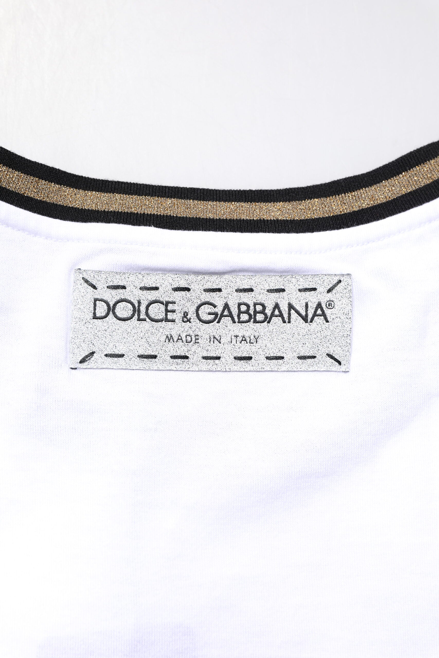 Dolce & Gabbana Weißes T-Shirt mit Rundhalsausschnitt aus Baumwolle mit Grafikdruck