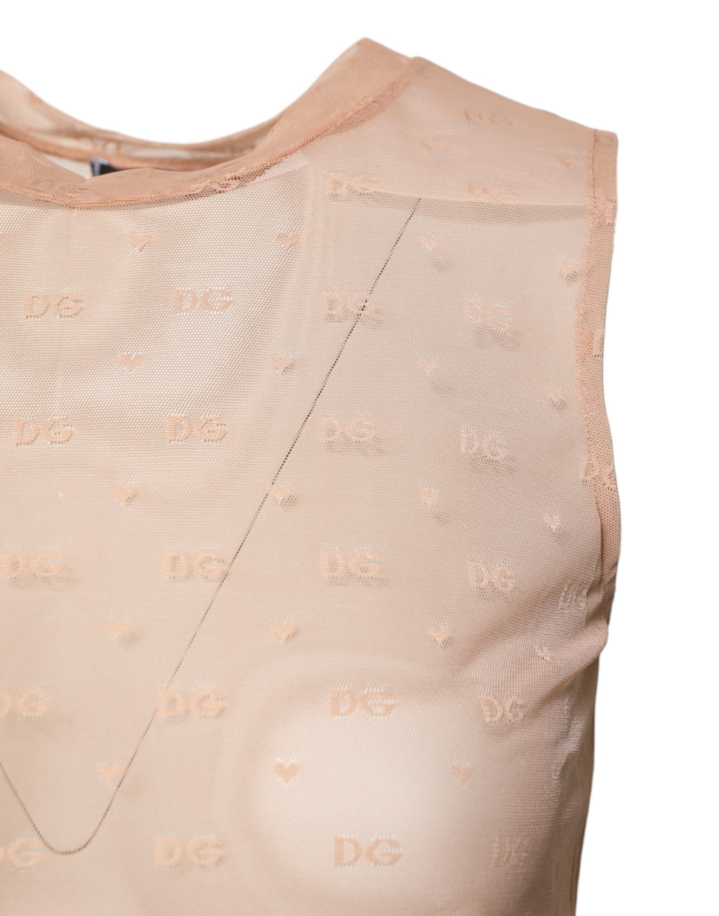Dolce & Gabbana Beigefarbenes ärmelloses Nylon-Logo-Monogramm-Tanktop