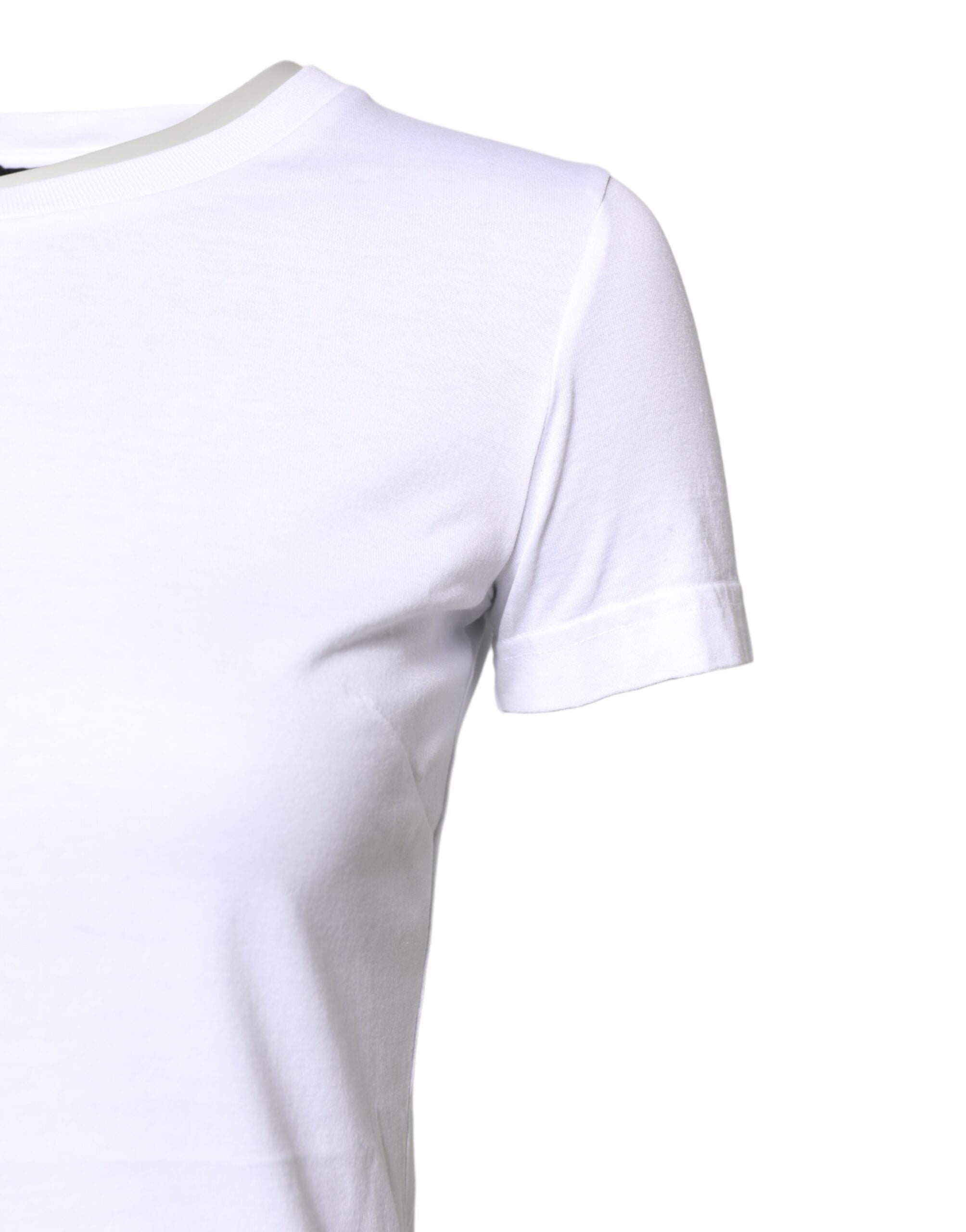 Dolce & Gabbana Weißes Baumwoll-T-Shirt mit Rundhalsausschnitt und kurzen Ärmeln