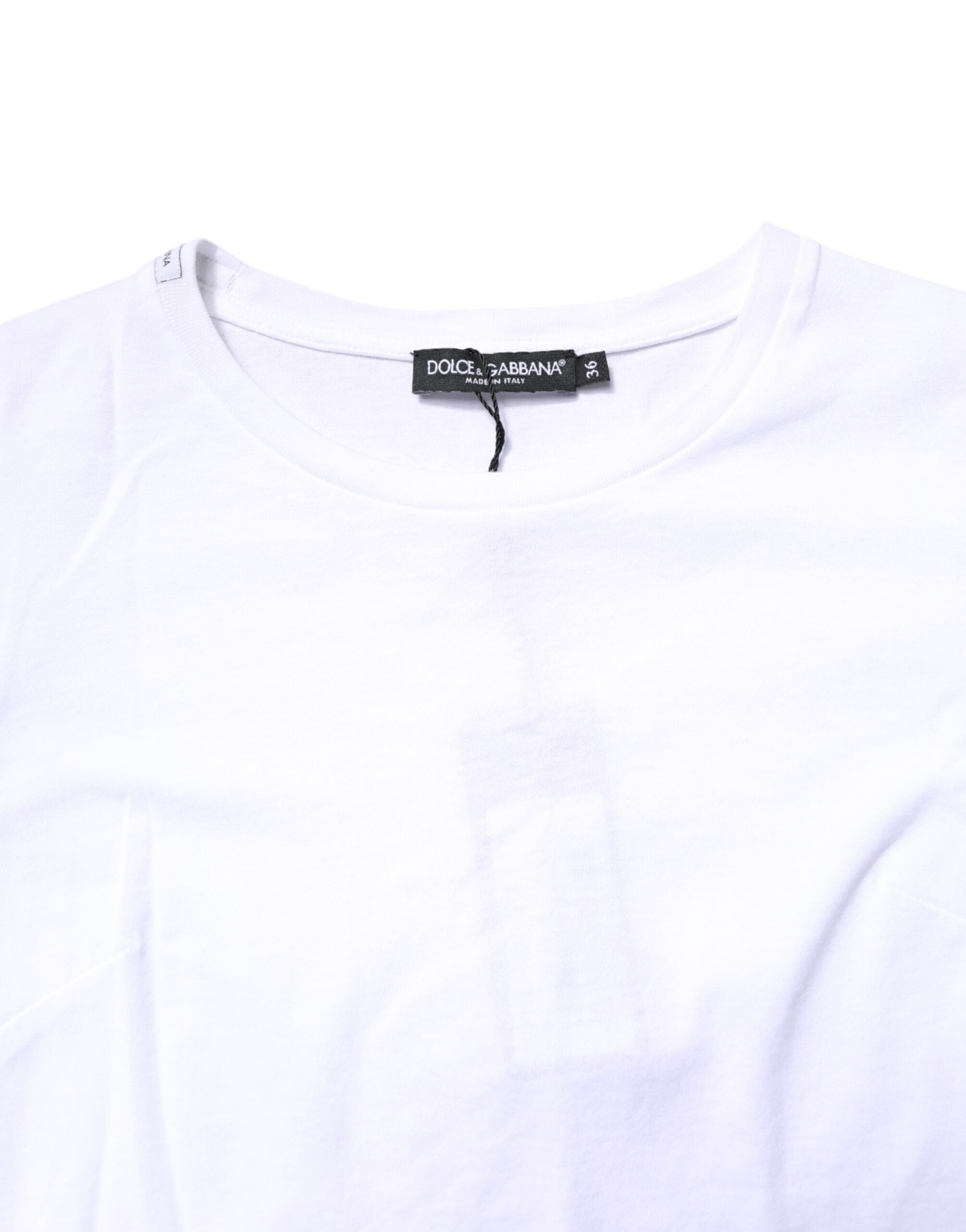 Dolce & Gabbana Weißes Baumwoll-T-Shirt mit Rundhalsausschnitt und kurzen Ärmeln