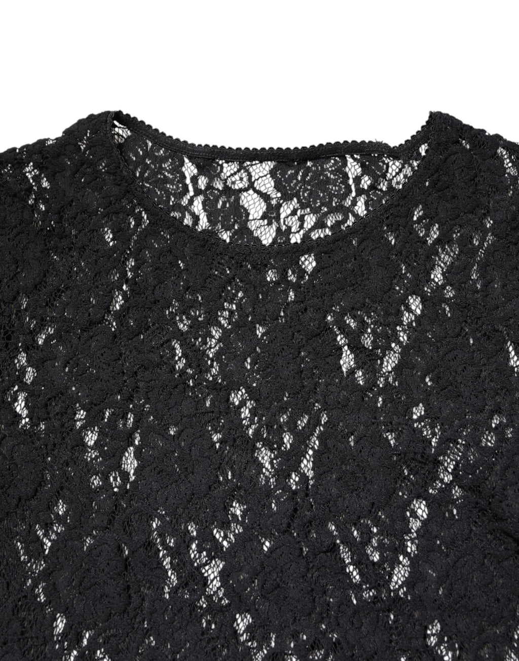 Dolce & Gabbana Schwarzes langärmeliges Pullover-Top mit floraler Spitze