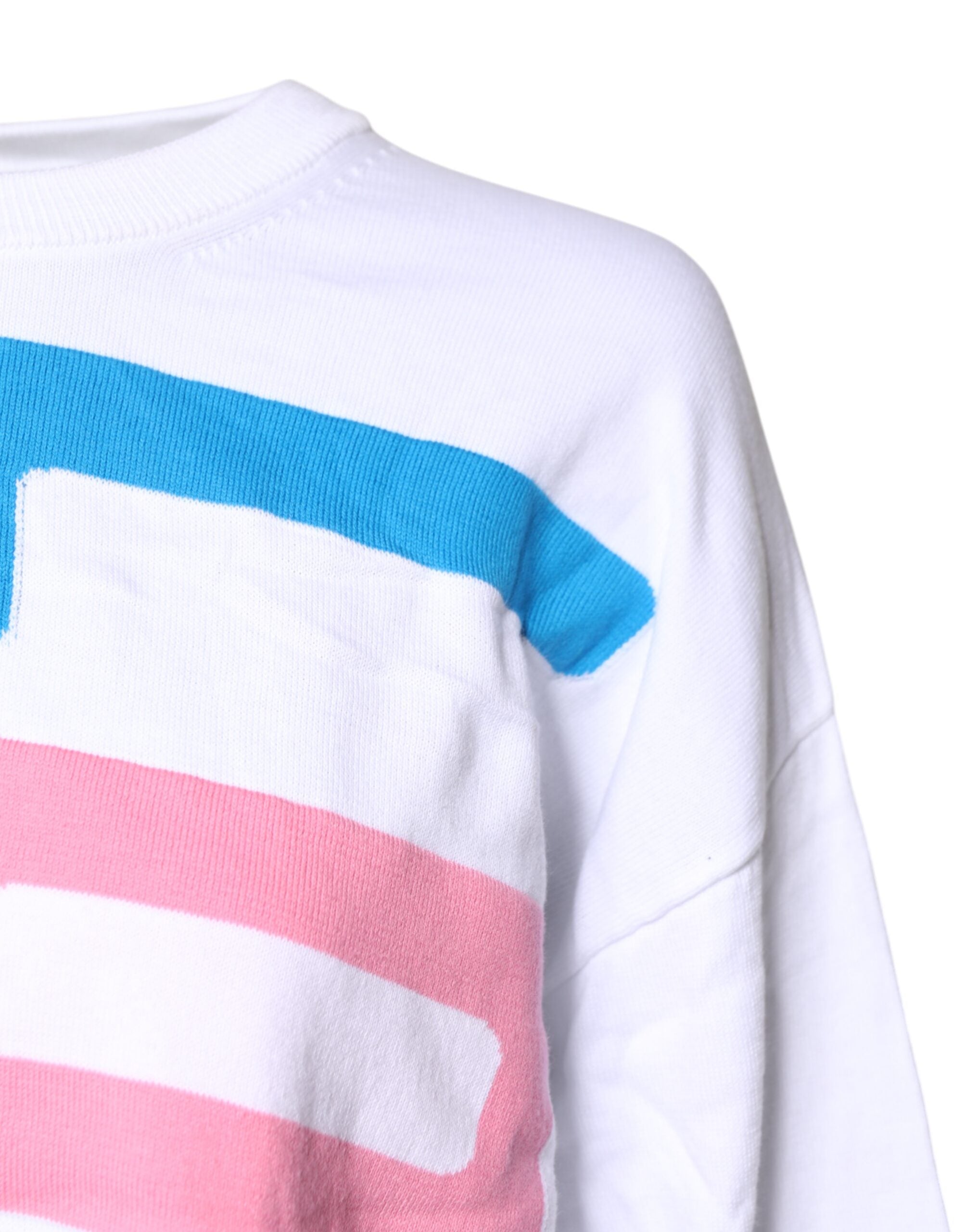 Love Moschino Weißes T-Shirt mit Grafikdruck und langen Ärmeln aus Baumwolle