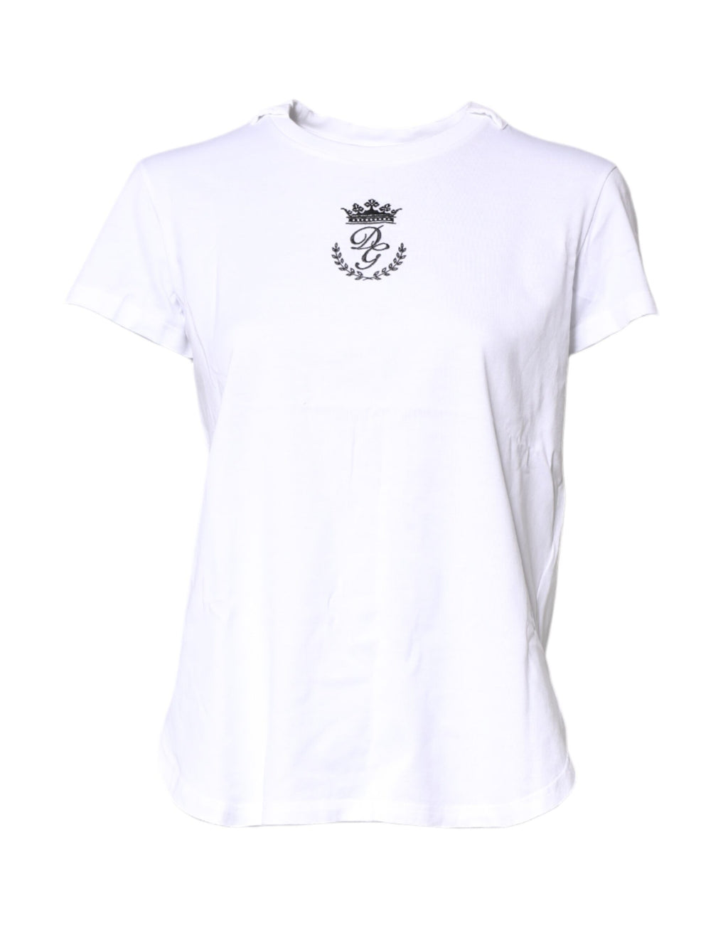 Dolce & Gabbana Weißes Logo-Crown-Baumwoll-T-Shirt mit Rundhalsausschnitt