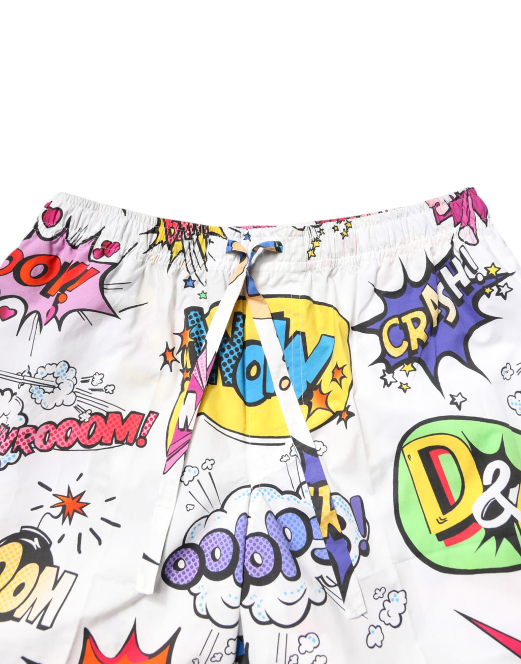 Dolce & Gabbana Weißes Cartoon-Print Herren-Pyjama-Set Nachtwäsche aus Baumwolle