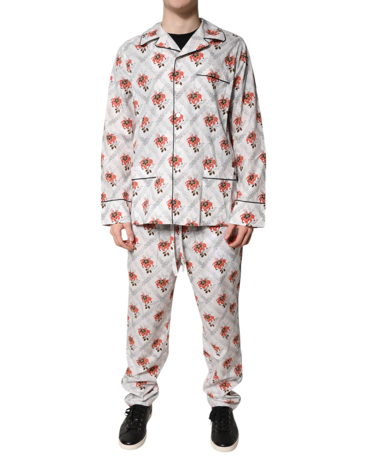 Dolce & Gabbana Schlafanzug-Set aus Baumwolle mit mehrfarbigem Blumenmuster