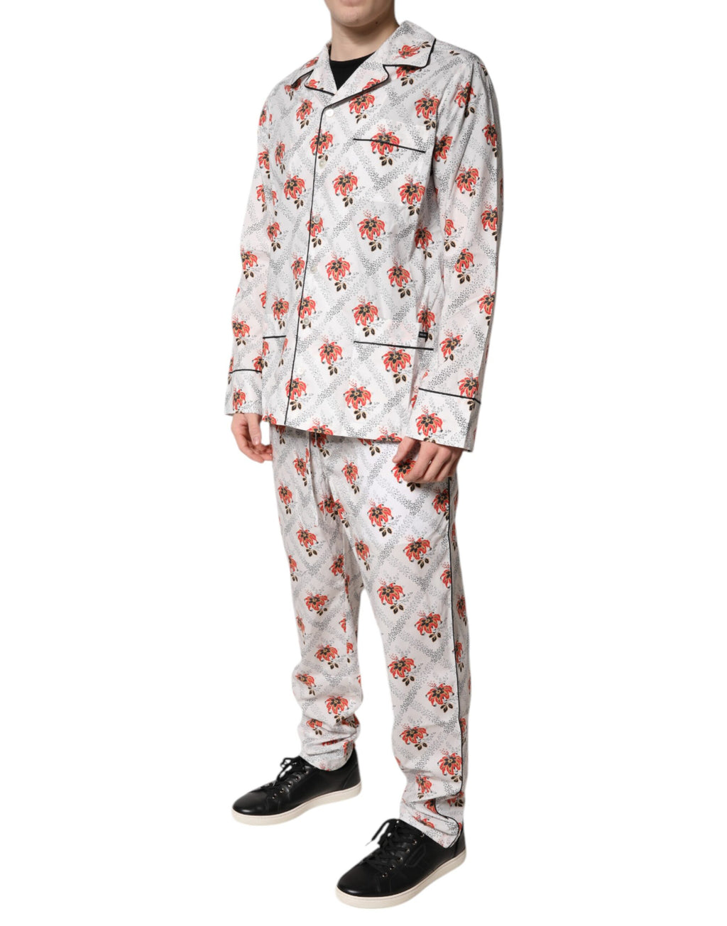 Dolce & Gabbana Schlafanzug-Set aus Baumwolle mit mehrfarbigem Blumenmuster