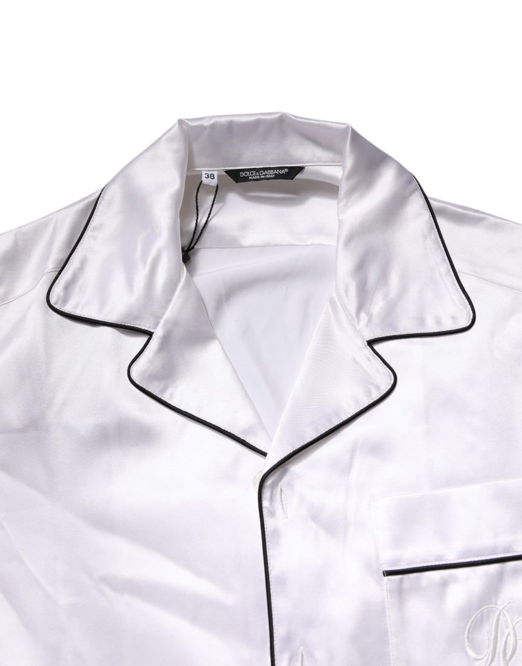 Dolce & Gabbana Weißer Satin Seide Männer Pyjama Set Schlafanzug