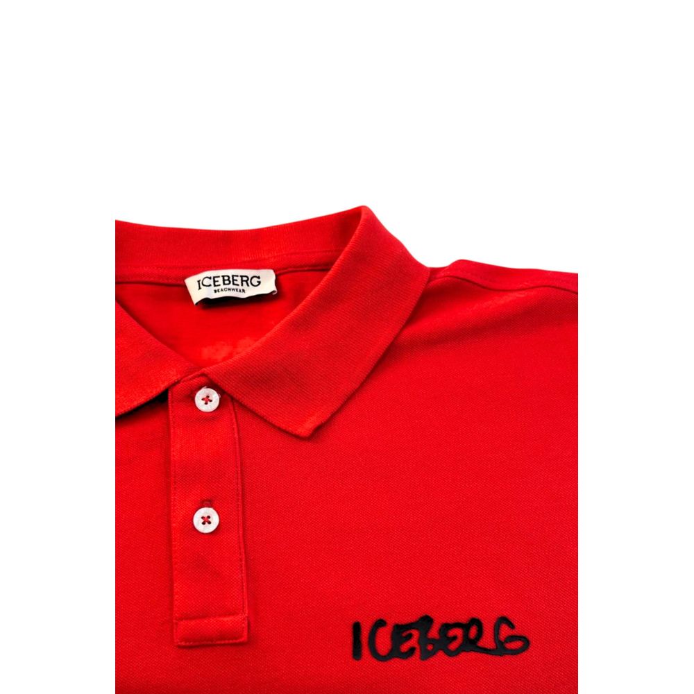 Iceberg Rotes Baumwoll-Poloshirt für Männer