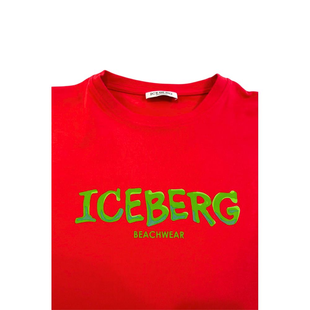 Iceberg Rotes Baumwolle Männer T-Shirt