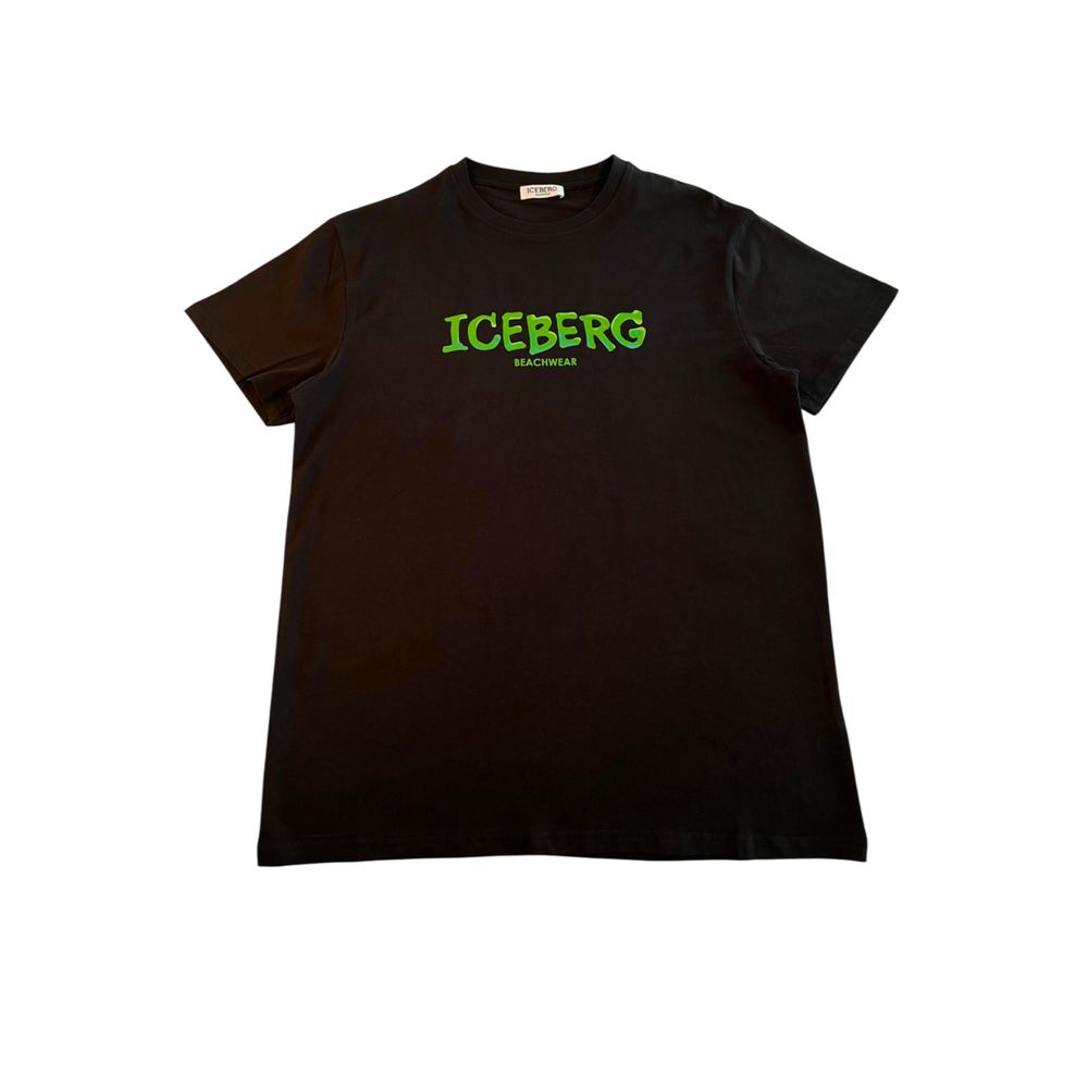 Iceberg Schwarzes Baumwolle Männer T-Shirt
