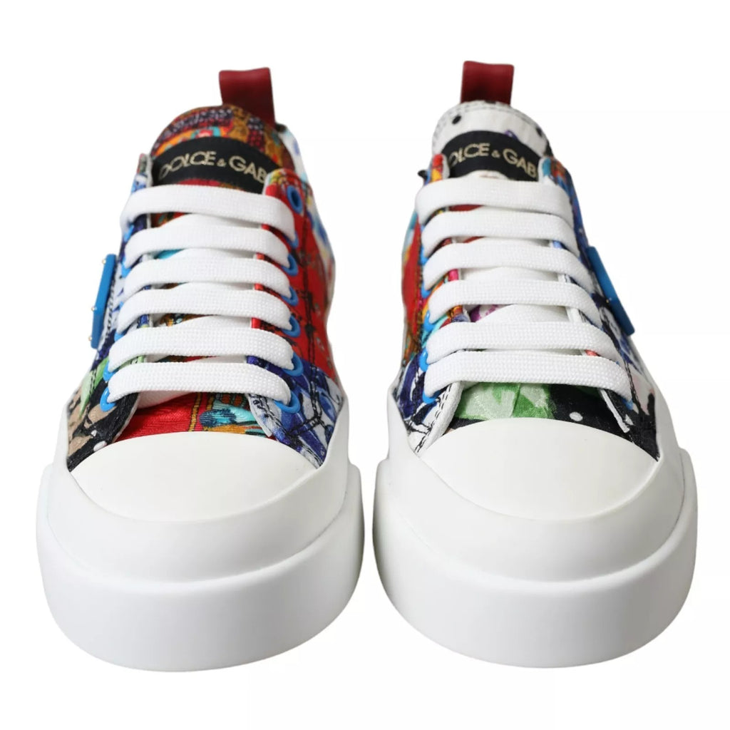 Dolce & Gabbana Multicolor Patchwork Low Top Sneakers Schuhe