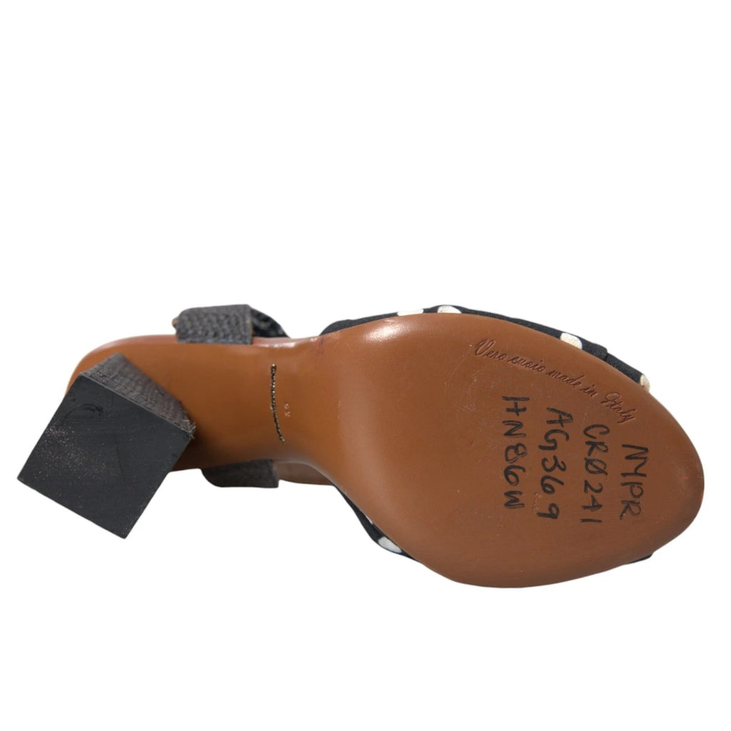 Dolce & Gabbana Schwarz Polka Dot Leder Heels Sandalen Schuhe