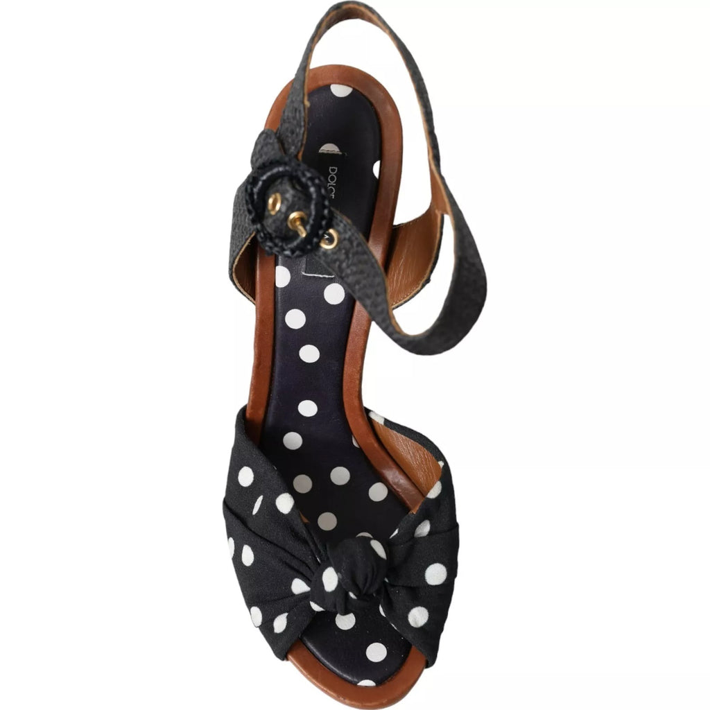 Dolce & Gabbana Schwarz Polka Dot Leder Heels Sandalen Schuhe