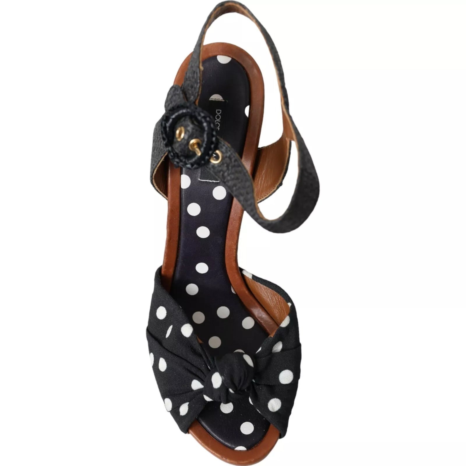 Dolce & Gabbana Schwarz Polka Dot Leder Heels Sandalen Schuhe