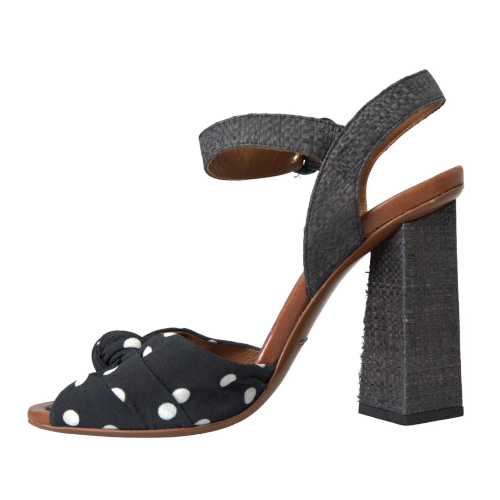 Dolce & Gabbana Schwarz Polka Dot Leder Heels Sandalen Schuhe