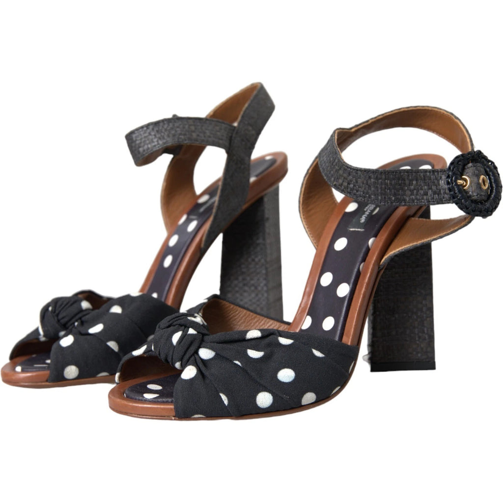 Dolce & Gabbana Schwarz Polka Dot Leder Heels Sandalen Schuhe