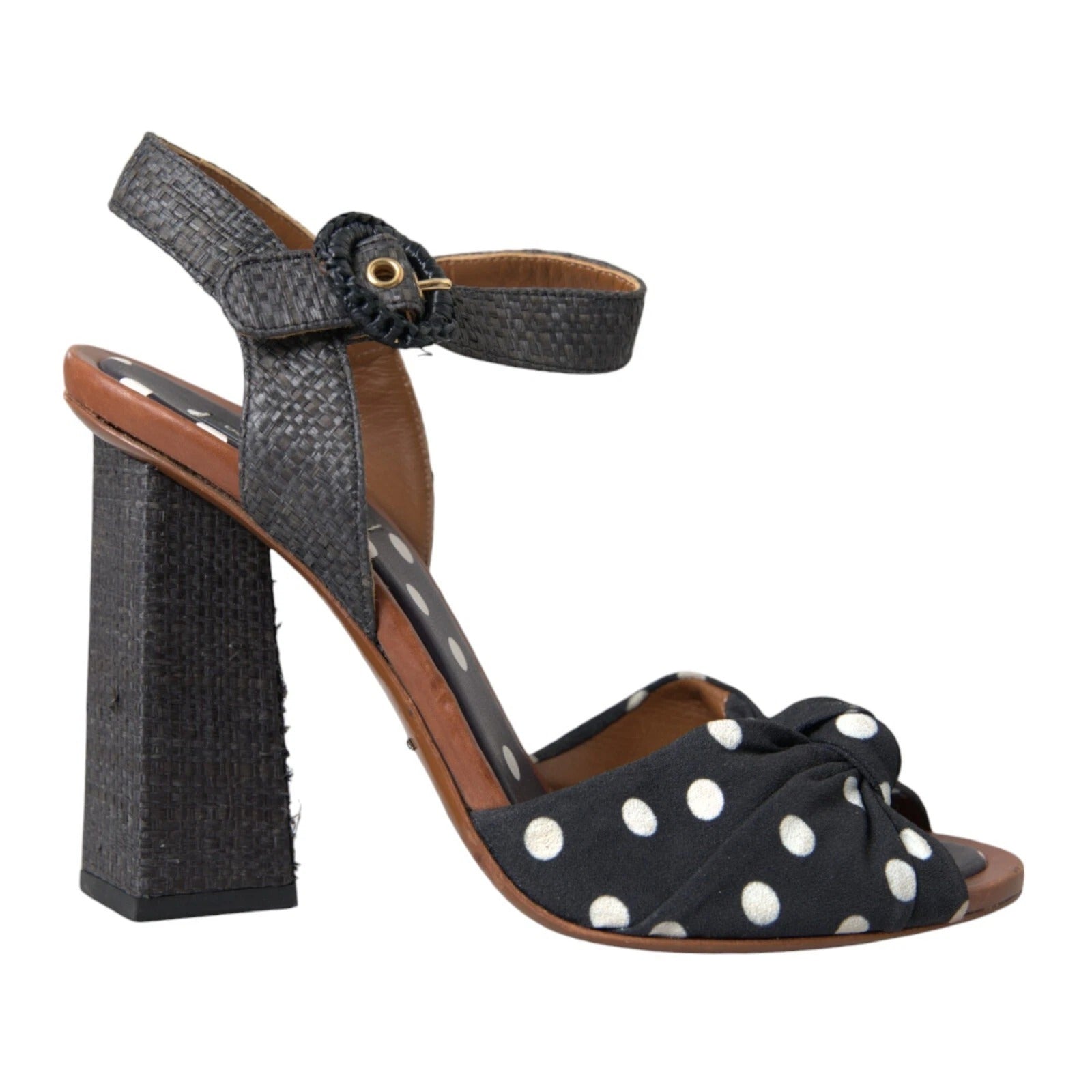 Dolce & Gabbana Schwarz Polka Dot Leder Heels Sandalen Schuhe
