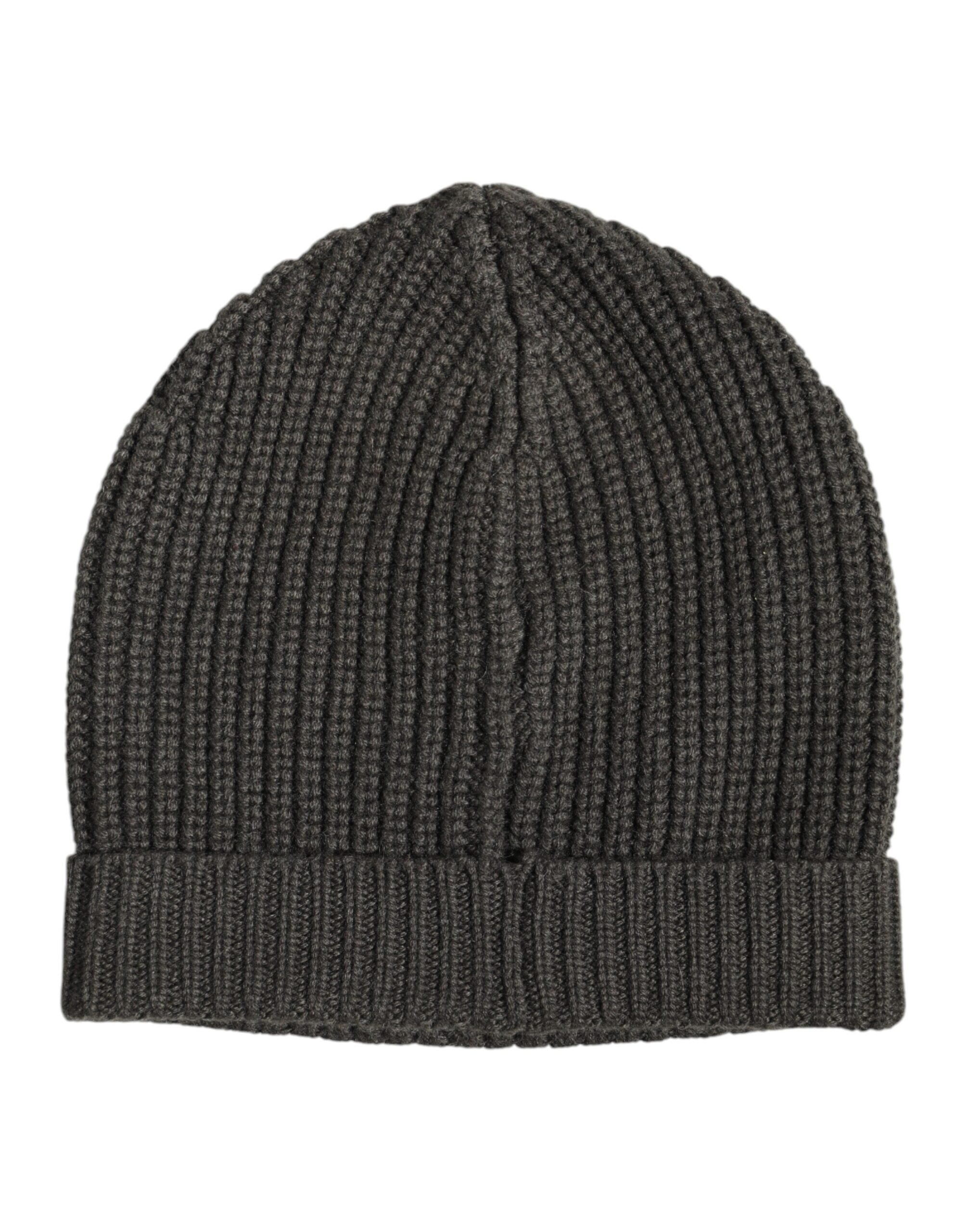 Dolce & Gabbana Dunkelgraue Kaschmir-Strickmütze Winter Beanie