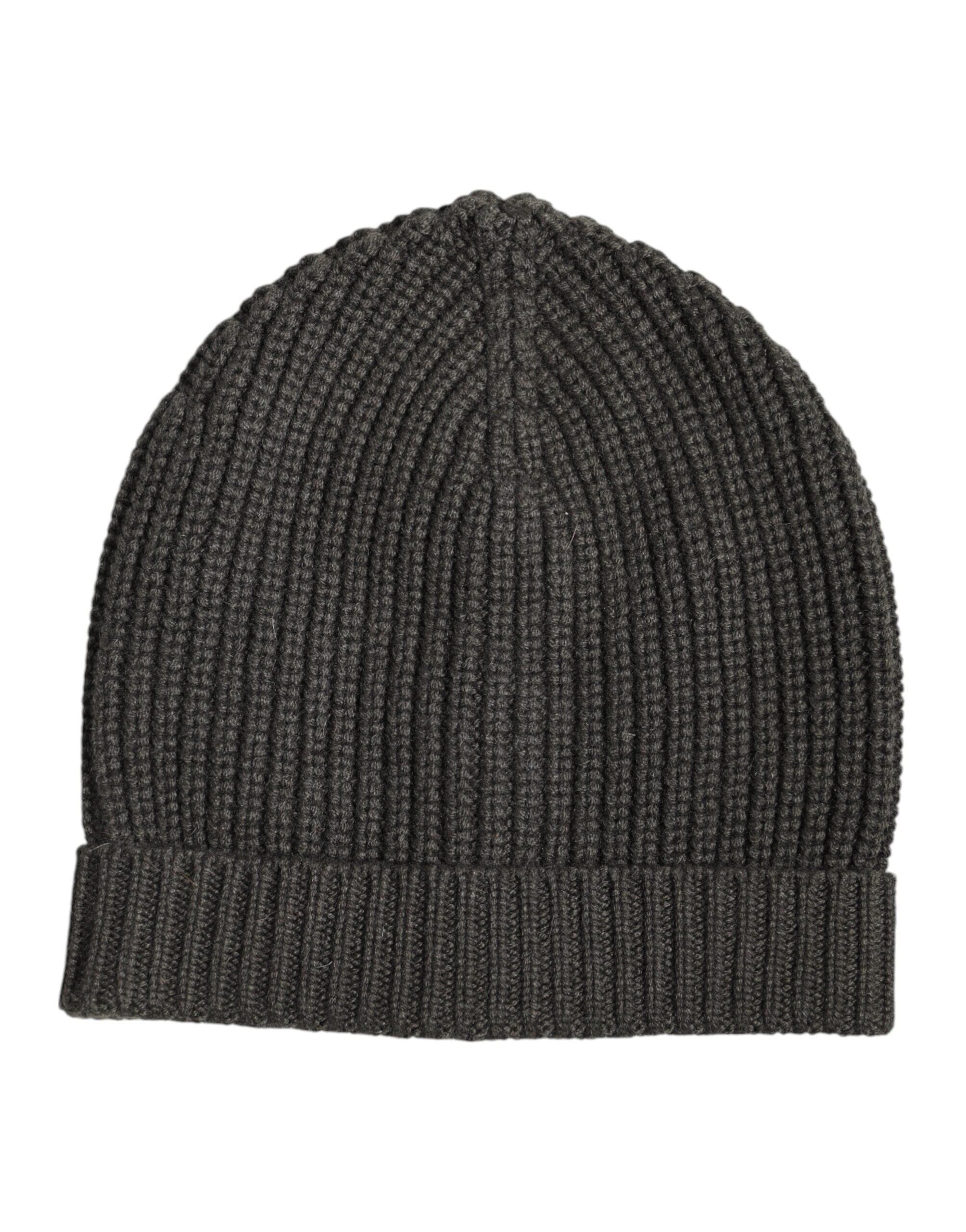 Dolce & Gabbana Dunkelgraue Kaschmir-Strickmütze Winter Beanie