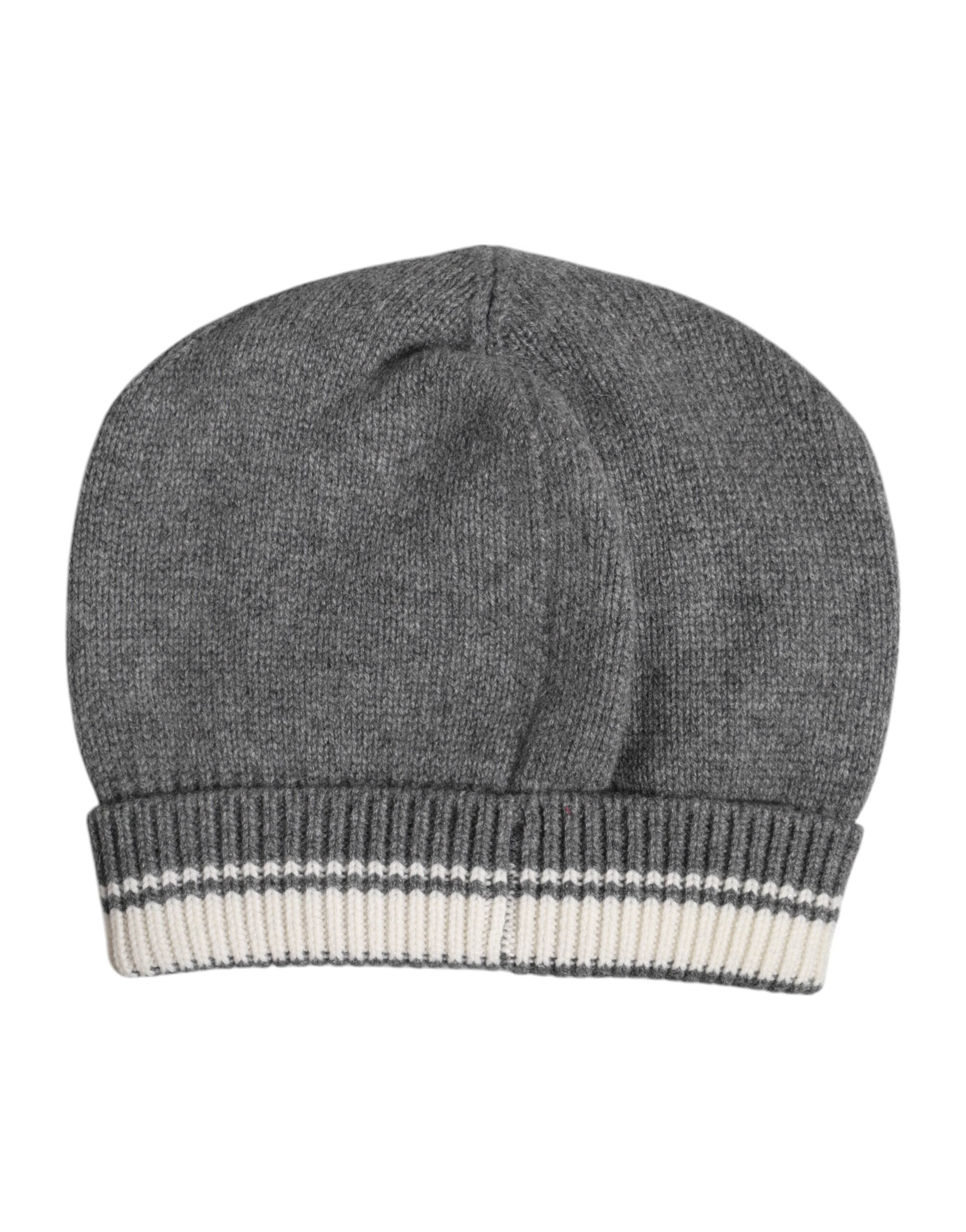 Dolce & Gabbana Graue Kaschmir-Strickmütze Winter Beanie