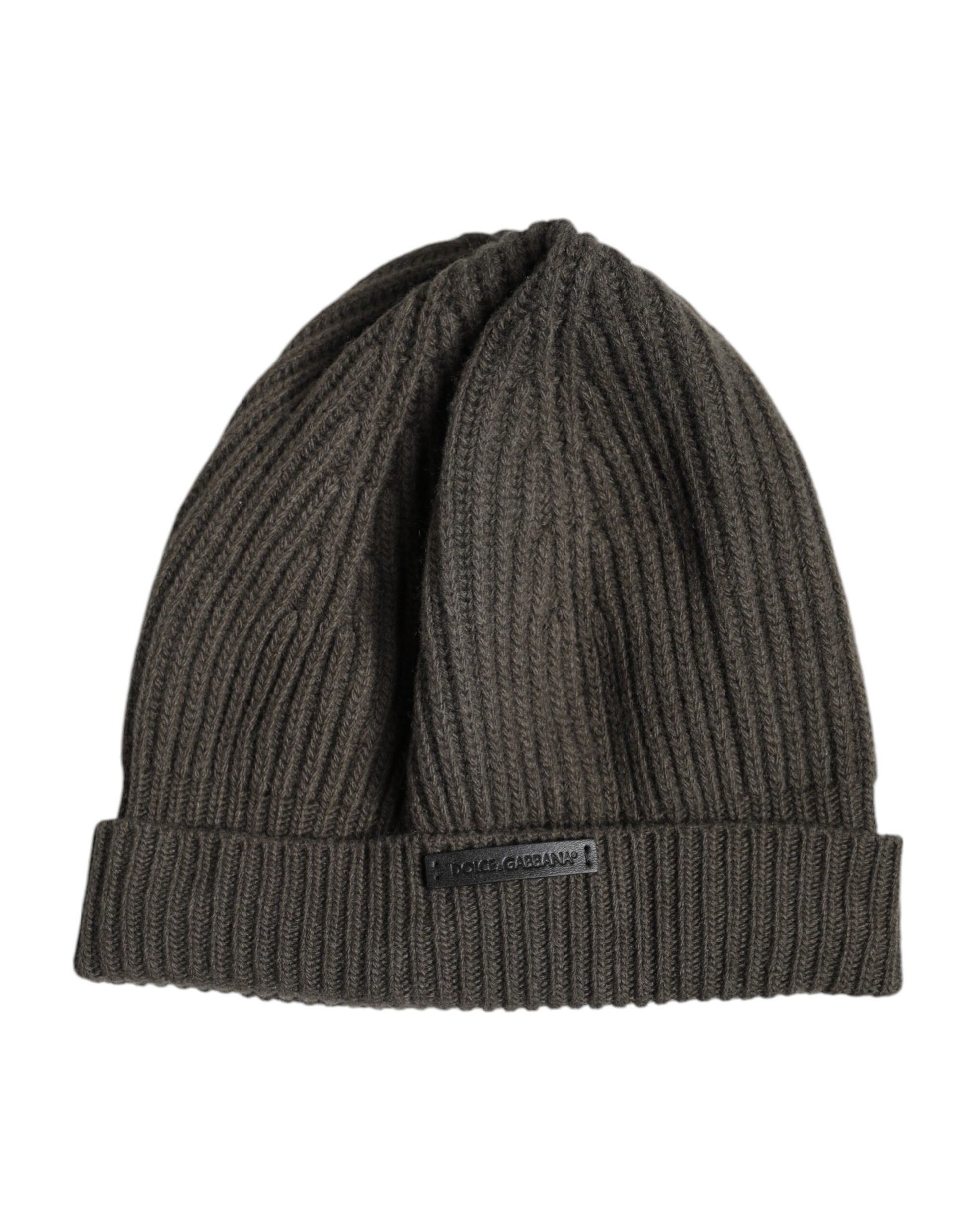 Dolce & Gabbana Grüne Wolle DG Plaque gestrickt Winter Beanie Hut