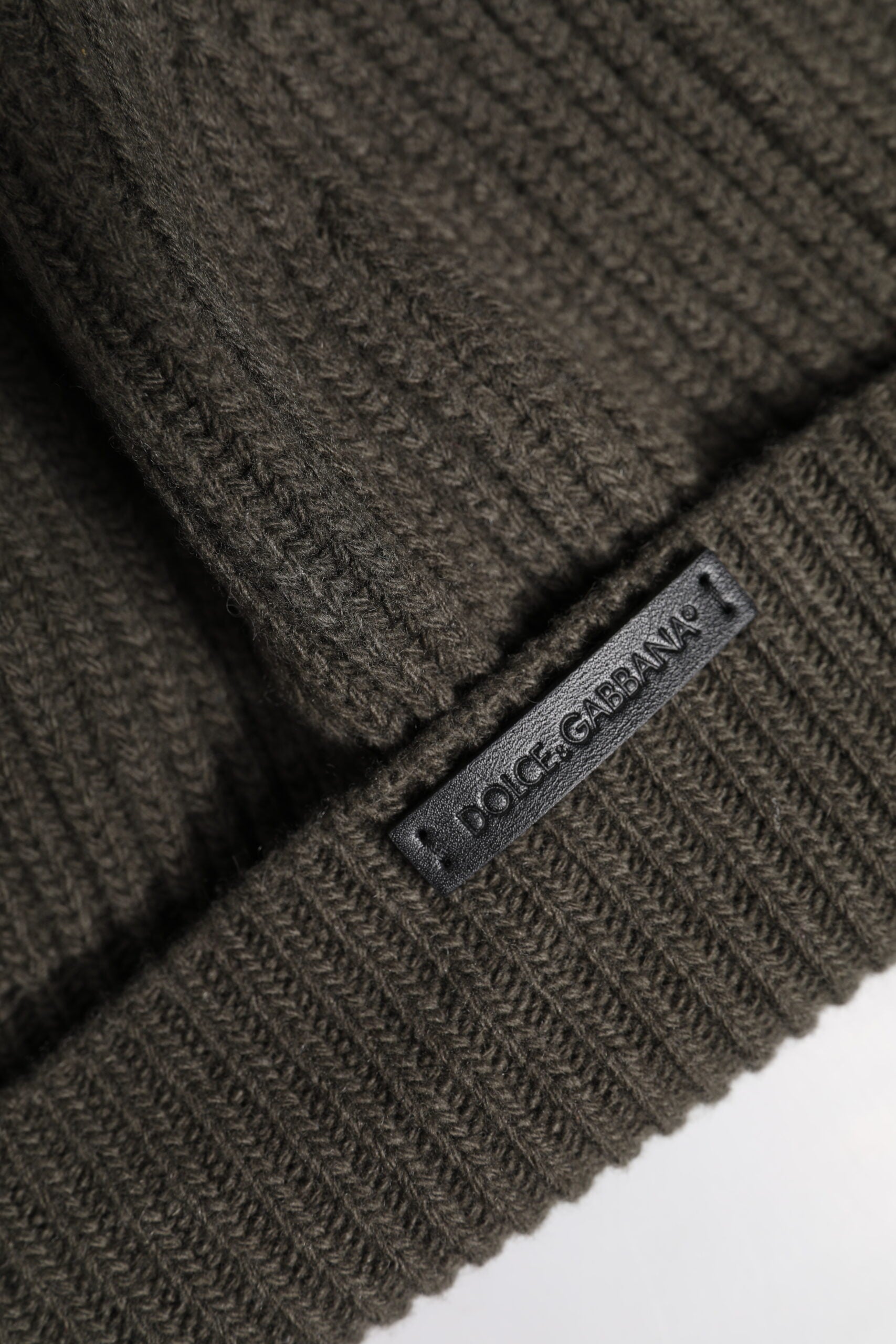 Dolce & Gabbana Grüne Wolle DG Plaque gestrickt Winter Beanie Hut