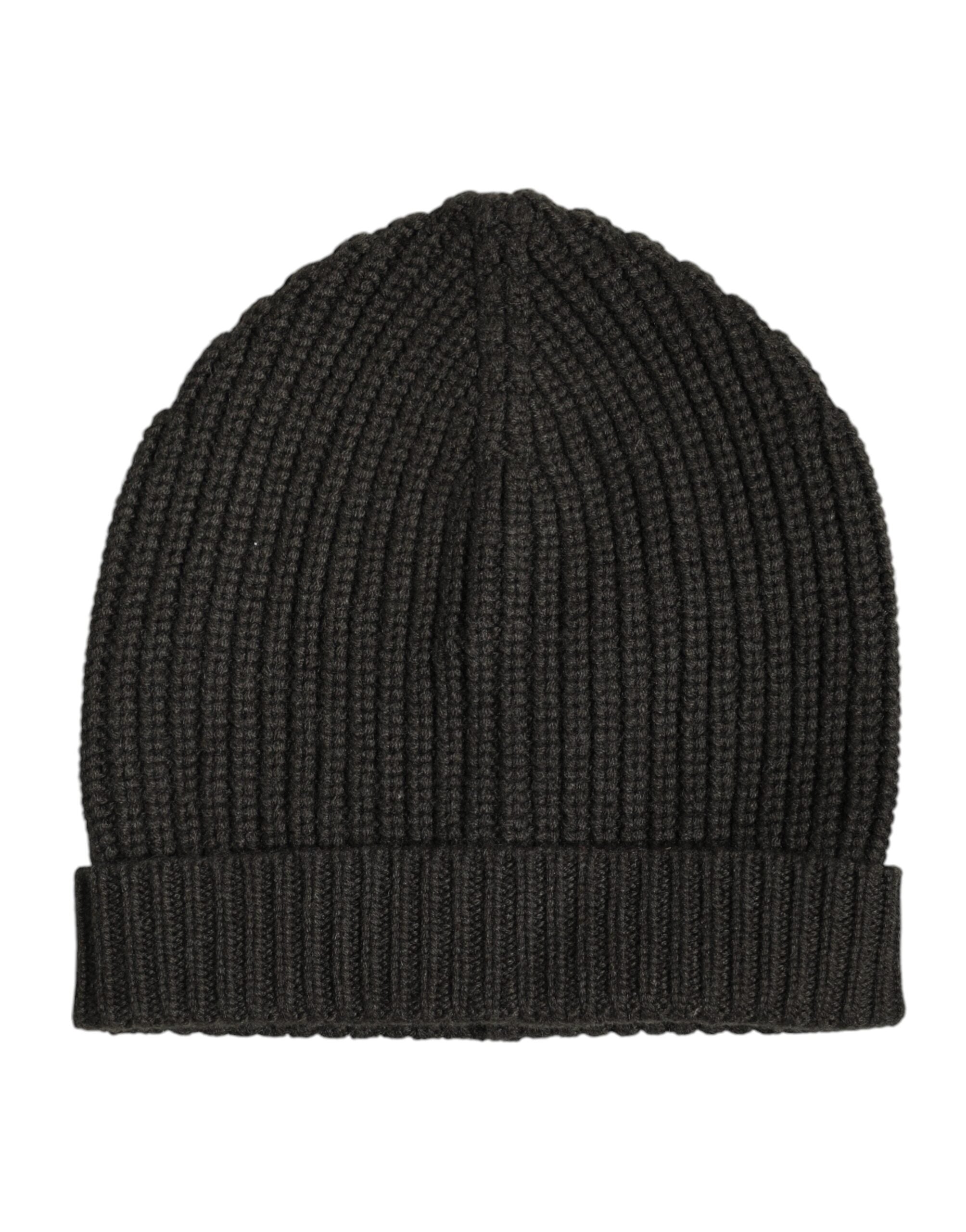 Dolce & Gabbana Dunkelgraue Kaschmir-Strickmütze Winter Beanie