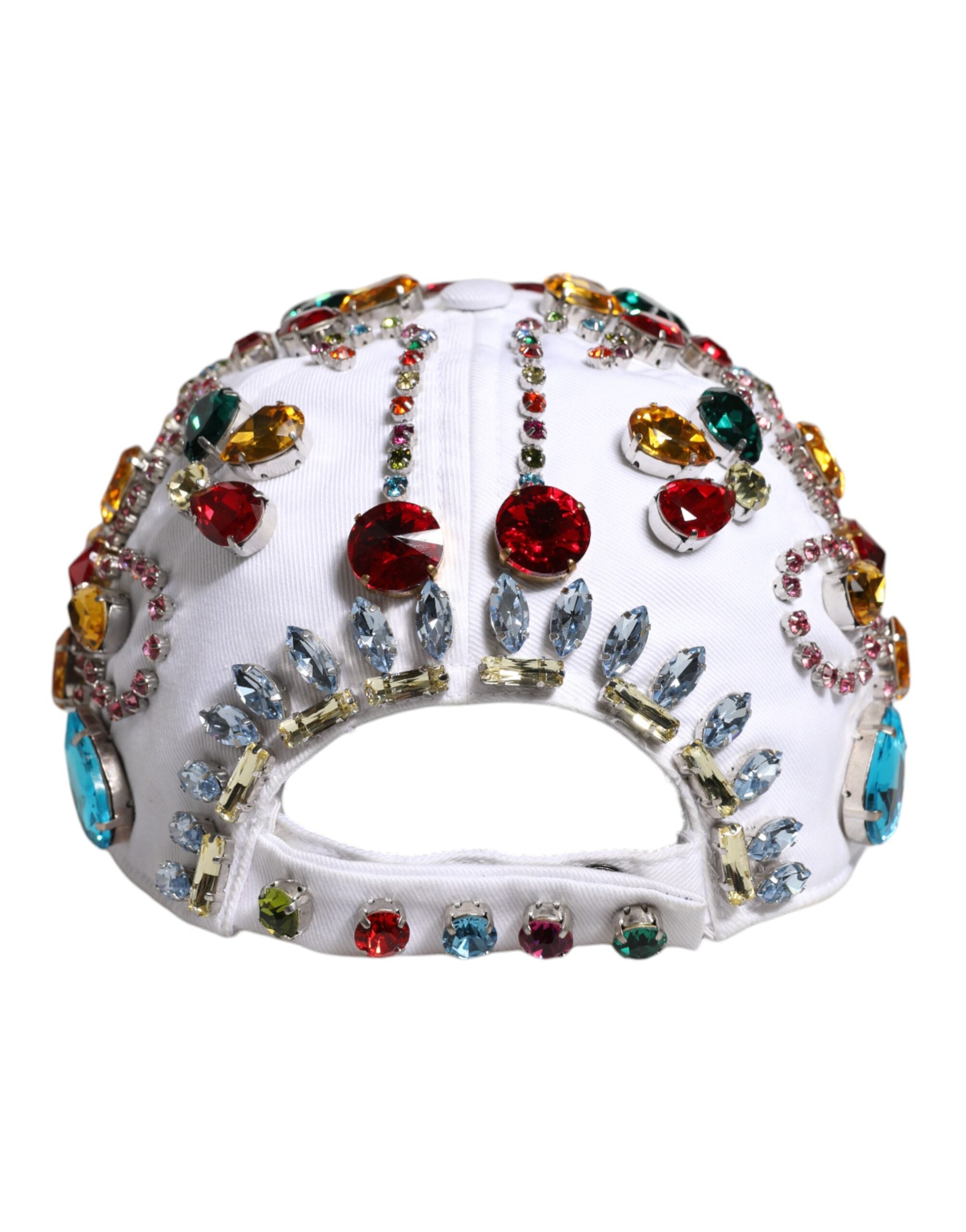 Dolce & Gabbana Weiße Multicolor Crystal verschönern Baseballkappe