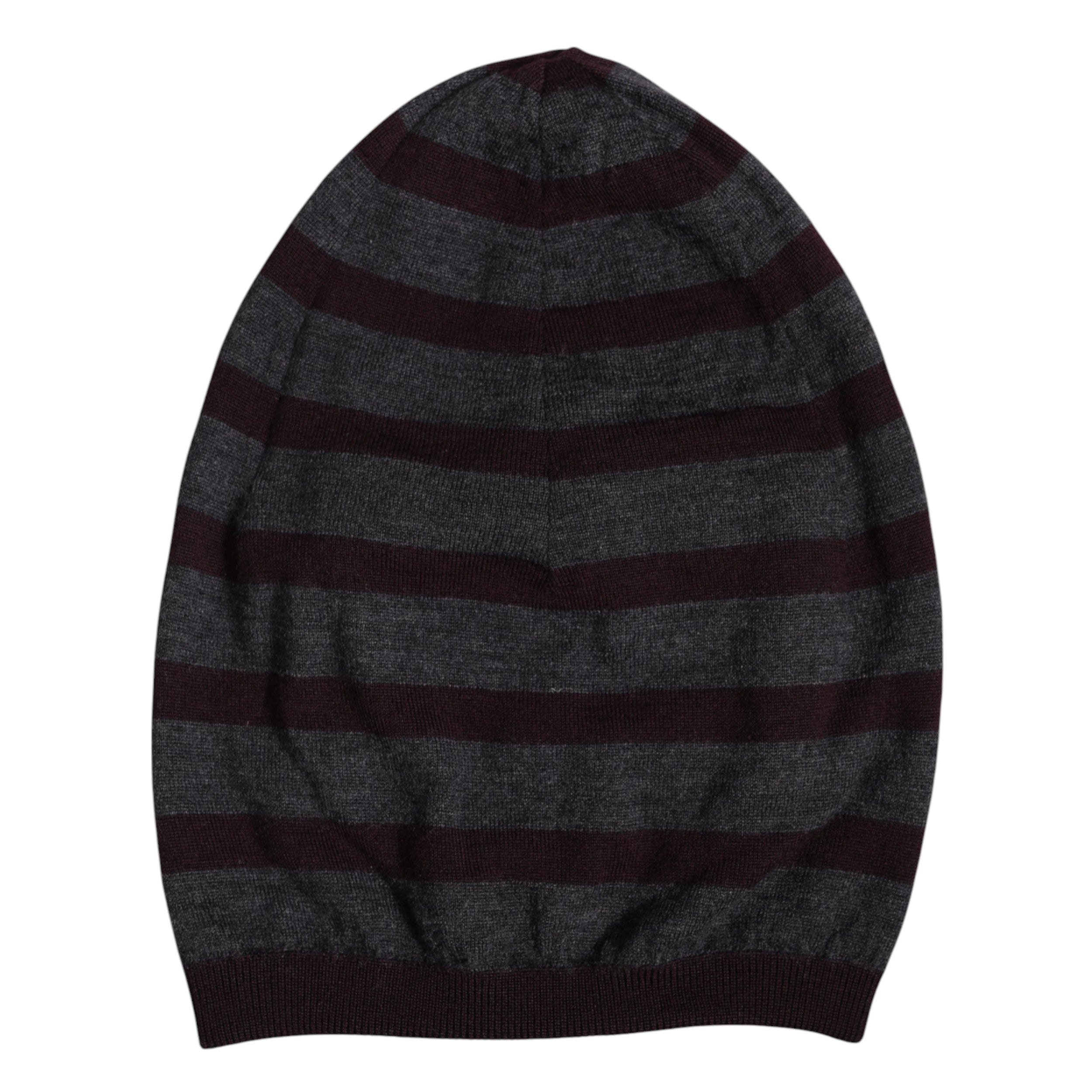 Dolce & Gabbana Graue gestreifte Wollstrickmütze Winter Beanie